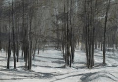 Alpenwälder N1 von Calo Carratalá - Landschaftsmalerei, Berg, Schnee, Winter