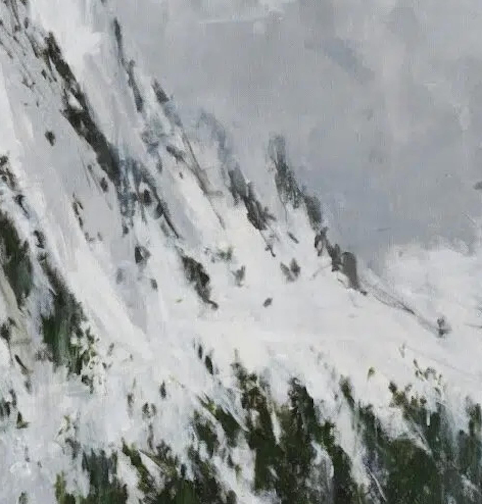 Baqueira by C. Carratalá - cuadro grande, paisaje de montaña, nieve - Painting Contemporáneo de Calo Carratalá