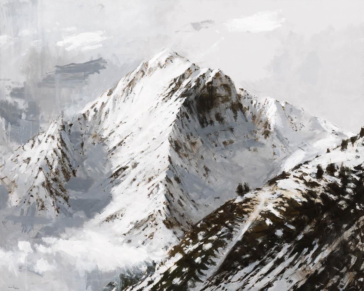 Figurative Painting di Calo Carratalá - Benasque 2 di C. Carratalá - quadro di grandi dimensioni, paesaggio montano, Pirenei, Spagna