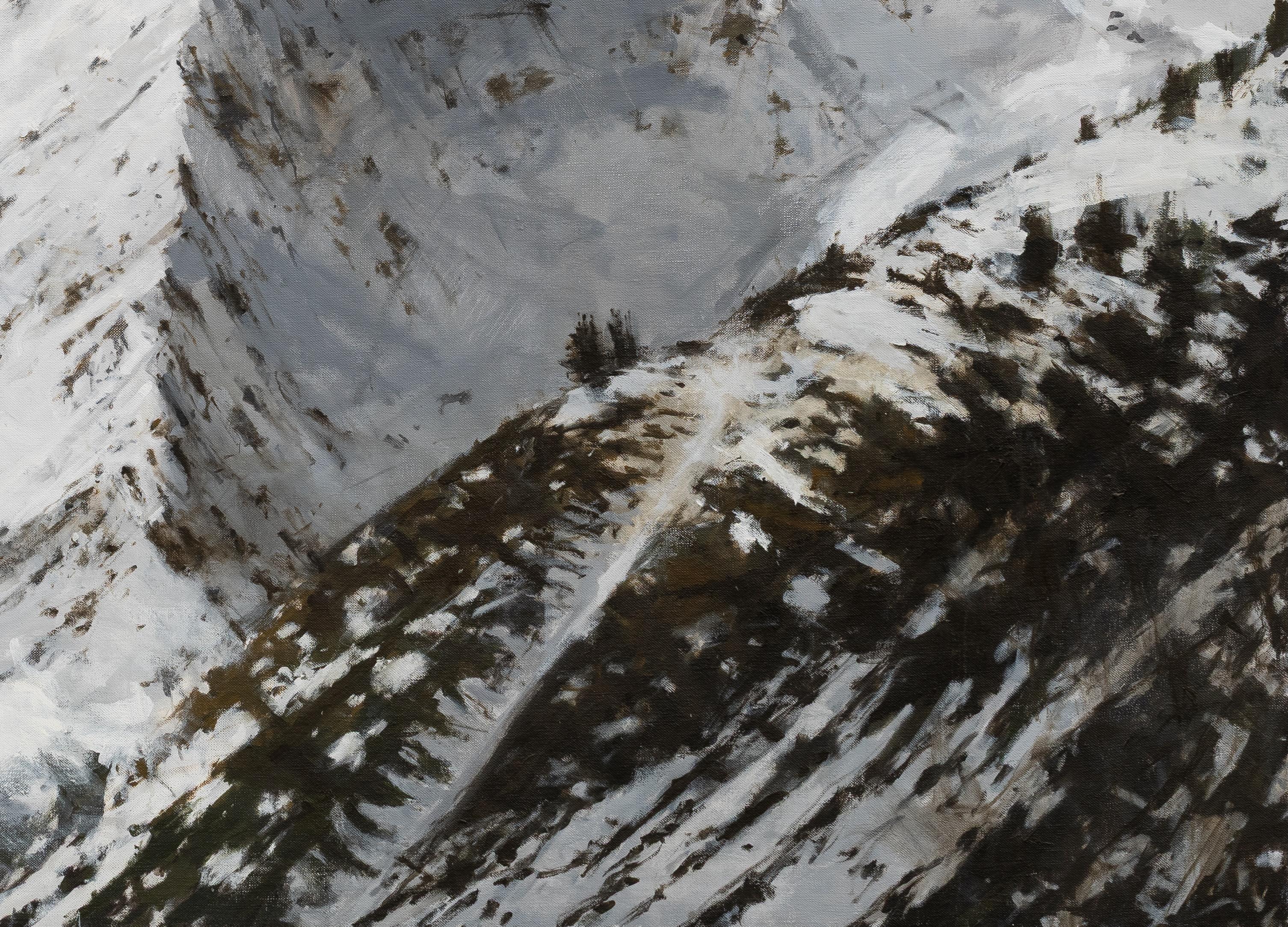 Benasque 2 by C. Carratalá - large painting, mountain landscape, snow im Angebot 1