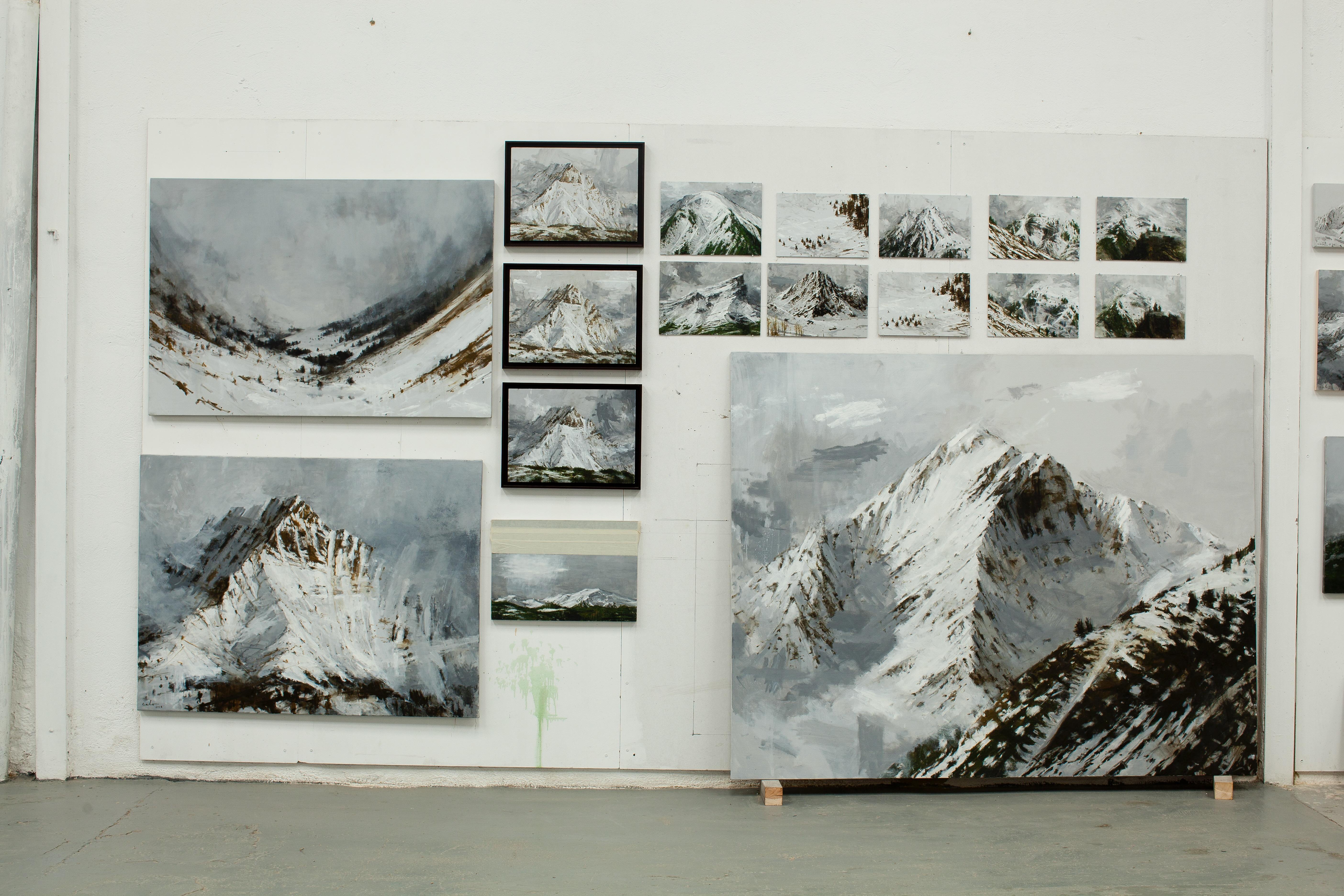 Benasque 2 by C. Carratalá - large painting, mountain landscape, snow im Angebot 3