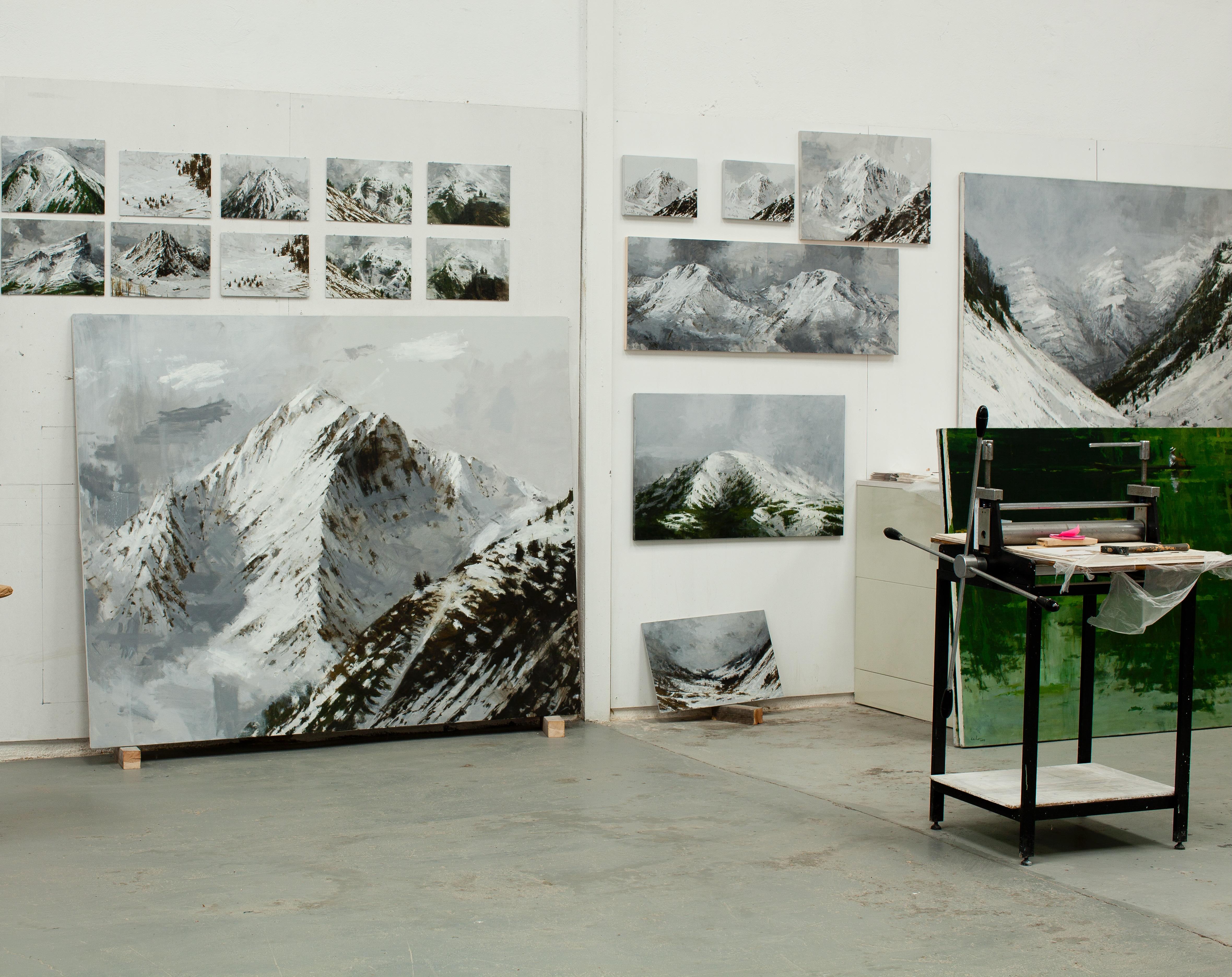 Benasque 2 by C. Carratalá - large painting, mountain landscape, snow im Angebot 4