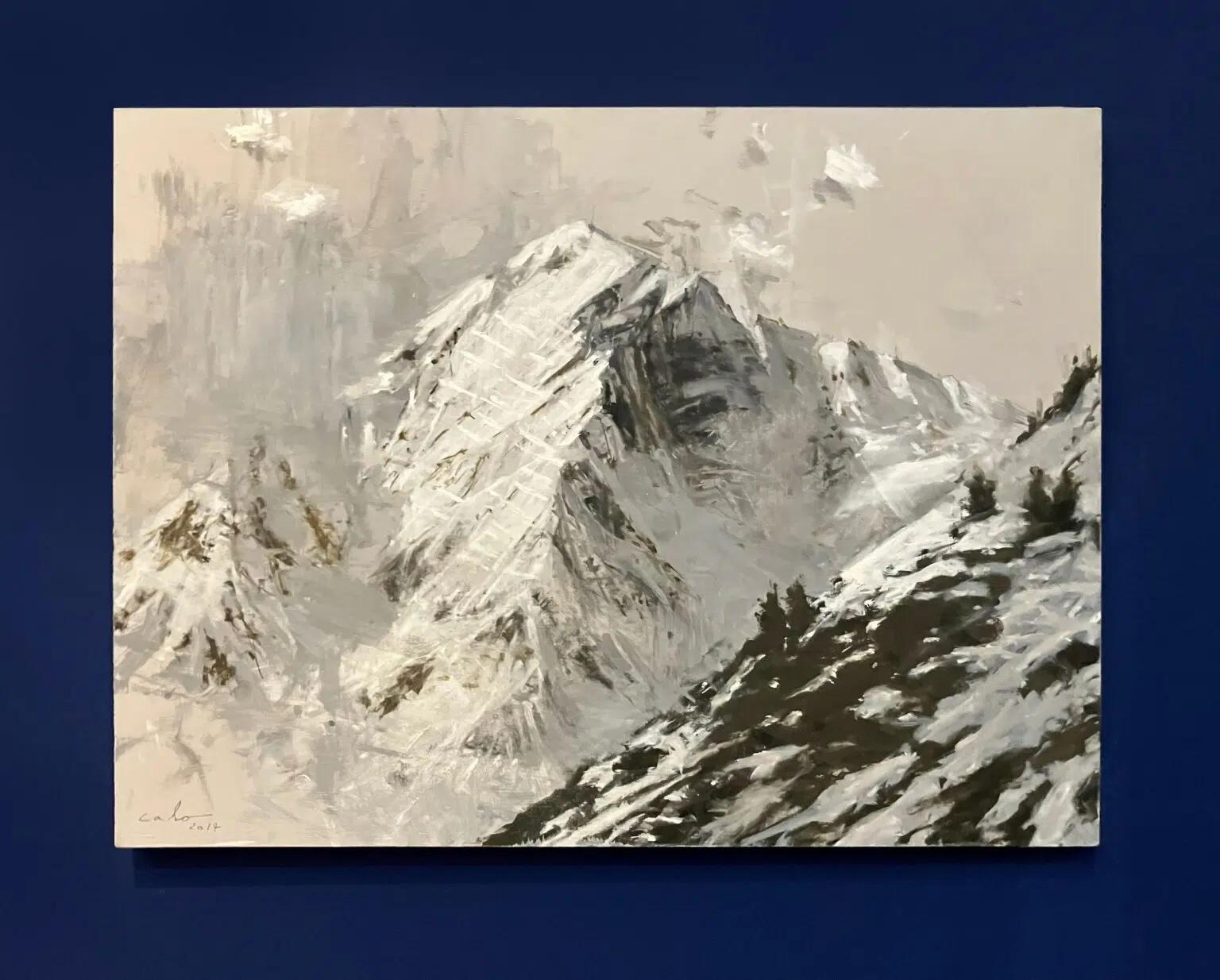 Benasque 3 bis by C. Carratalá - Landscape painting, mountain, snow, winter – Painting von Calo Carratalá