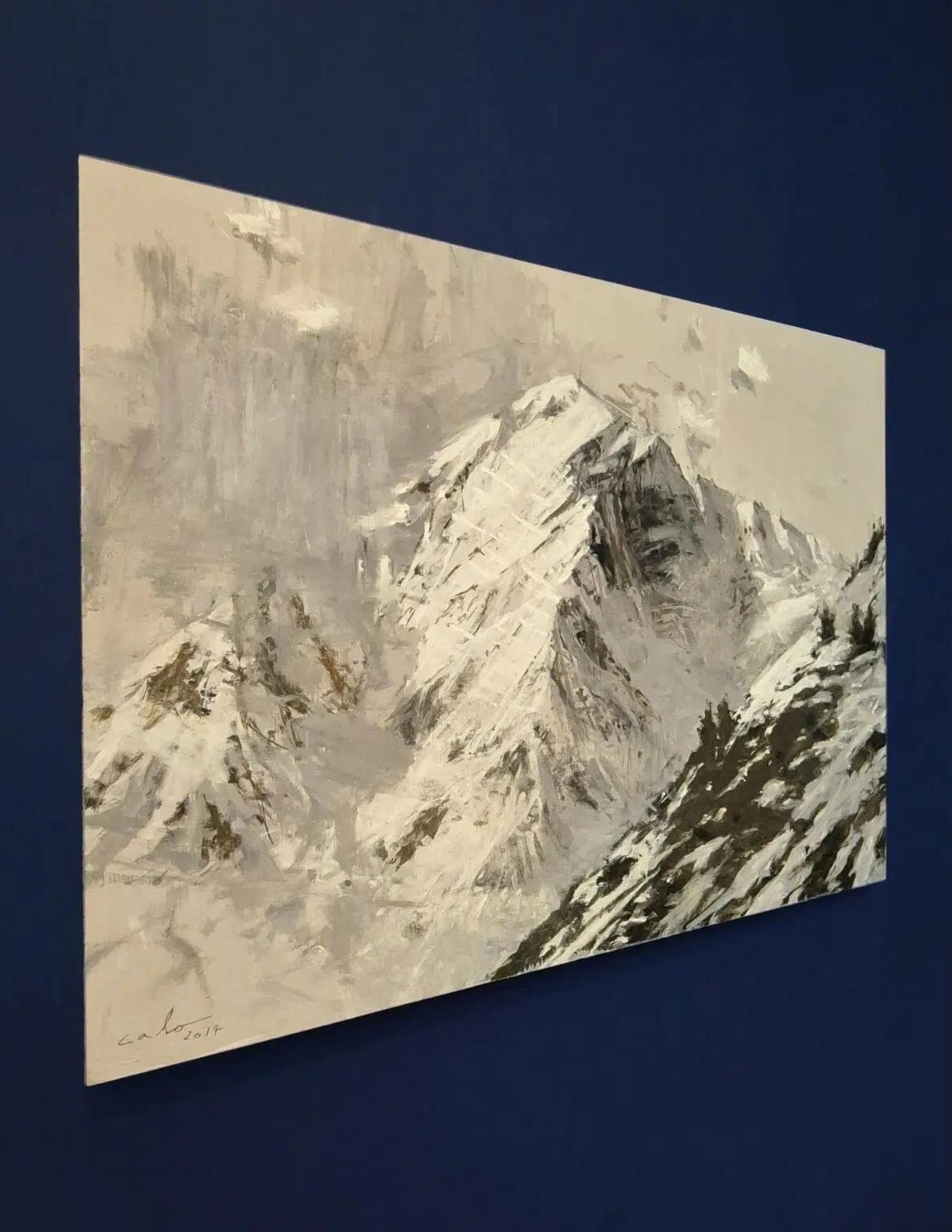 Benasque 3 bis by C. Carratalá - Landscape painting, mountain, snow, winter im Angebot 1