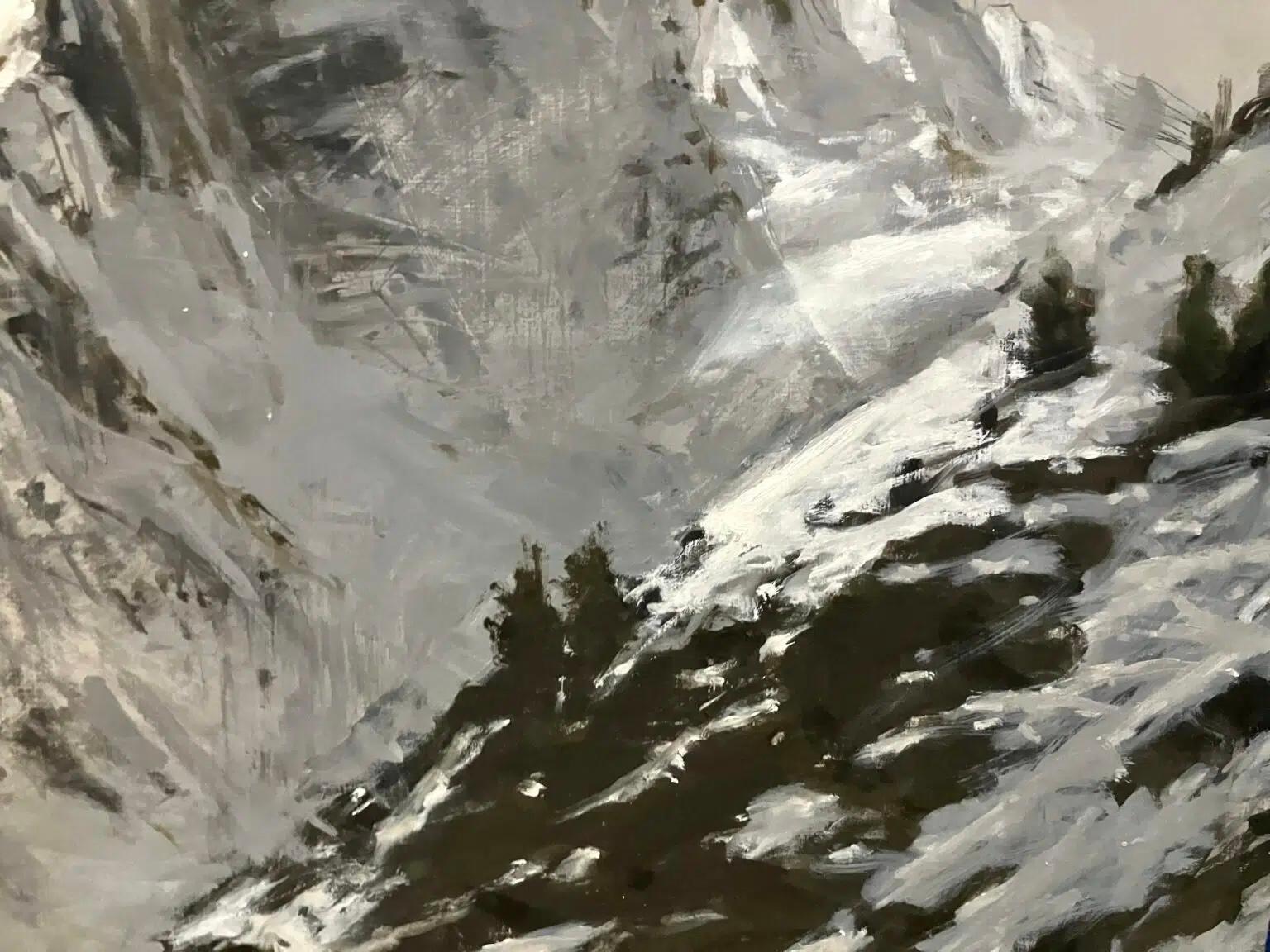 Benasque 3 bis by C. Carratalá - Landscape painting, mountain, snow, winter im Angebot 3