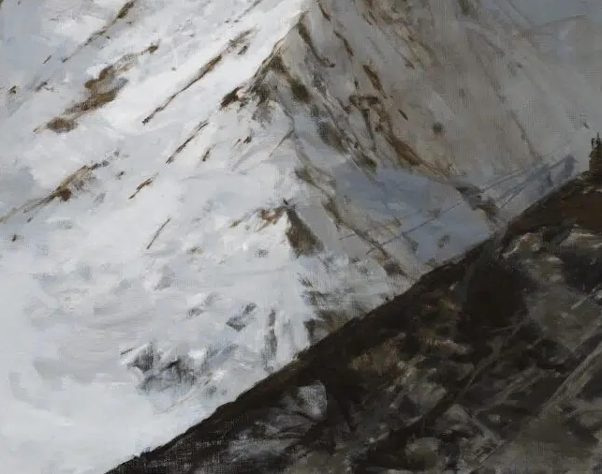 Benasque 3 von C. Carratalá - großes Gemälde, Berglandschaft, Schnee – Painting von Calo Carratalá