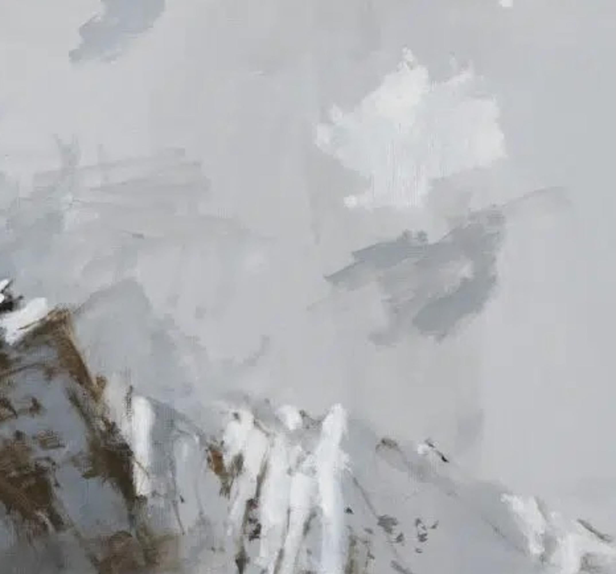 Benasque 3 von C. Carratalá - großes Gemälde, Berglandschaft, Schnee im Angebot 2