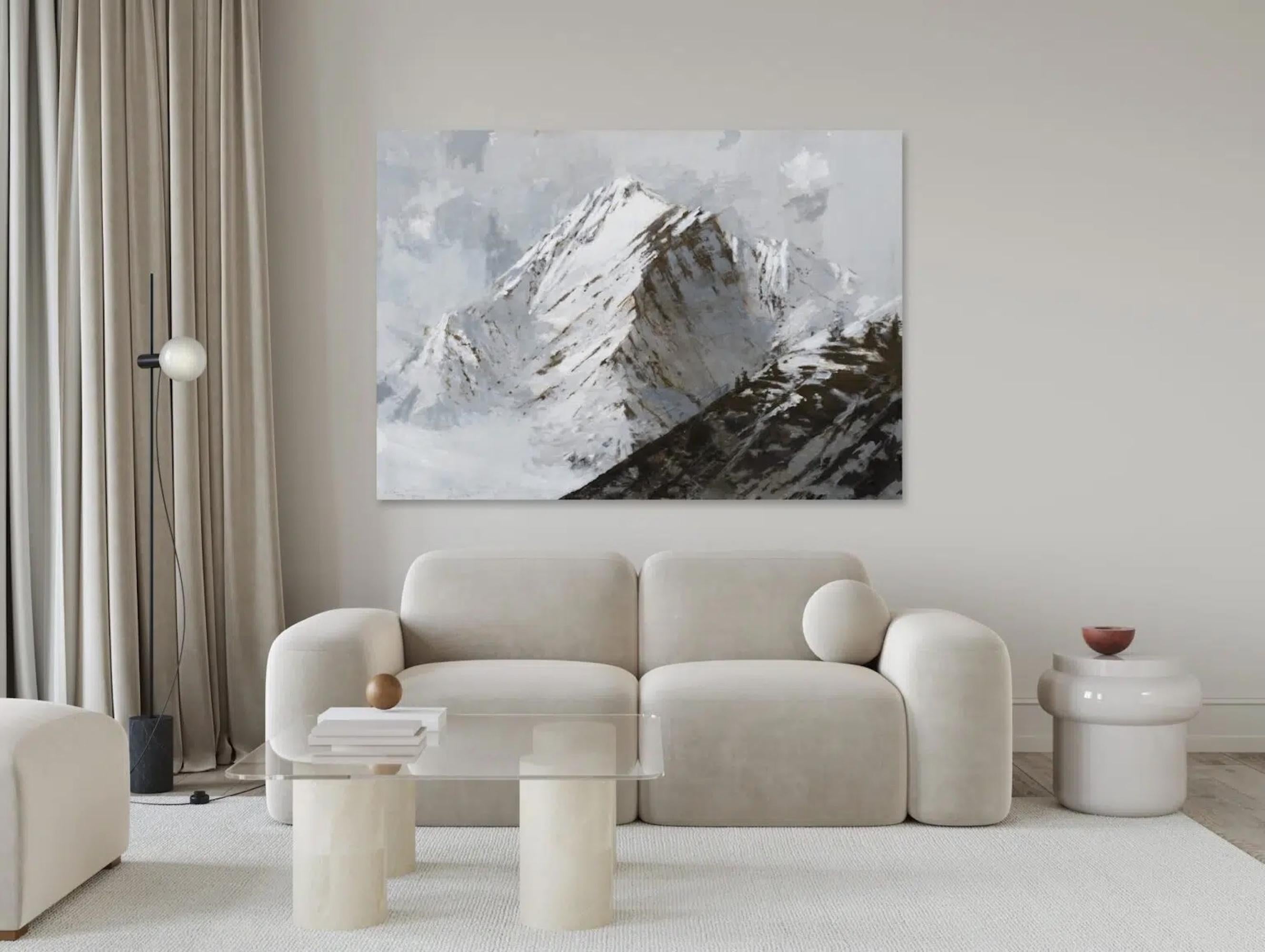Benasque 3 von C. Carratalá - großes Gemälde, Berglandschaft, Schnee im Angebot 3