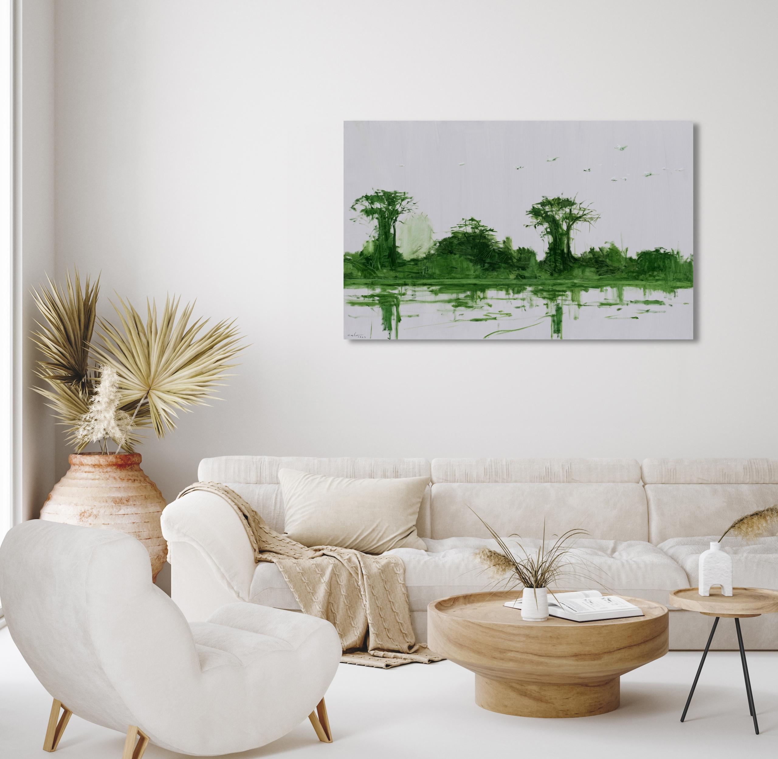 Bolong 1 on the Casamance River by Calo Carratalá - Waterscape painting, Senegal im Angebot 1
