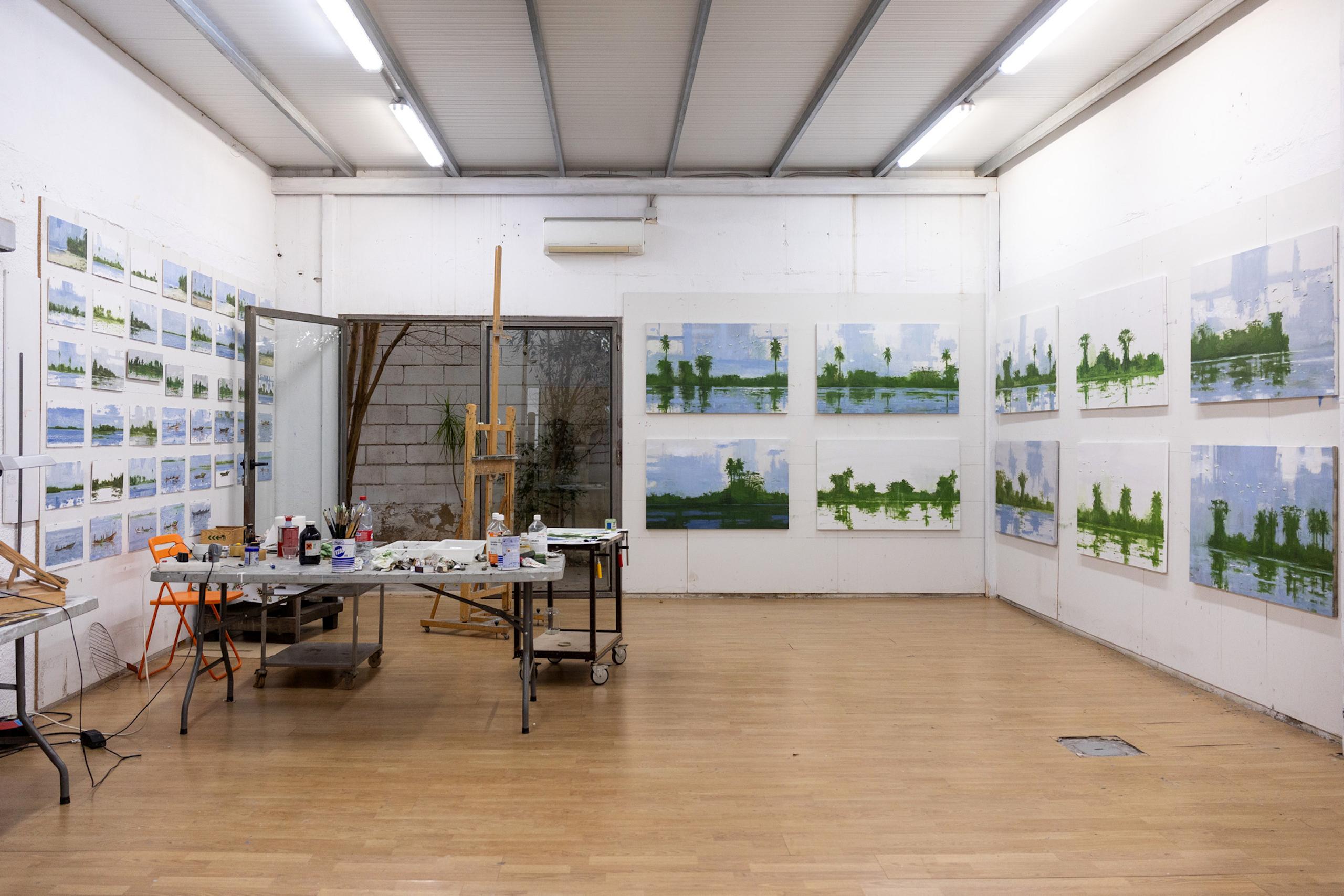 Bolong 1 on the Casamance River by Calo Carratalá - Waterscape painting, Senegal im Angebot 2