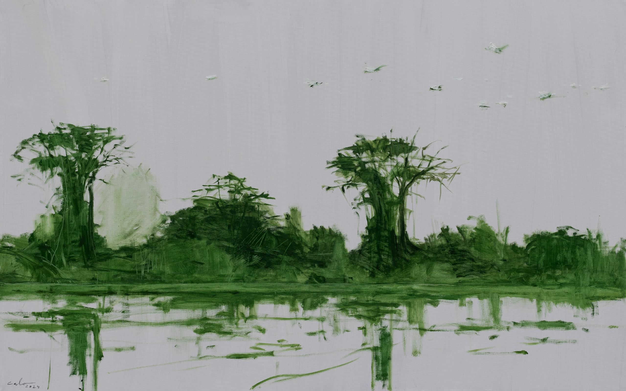 Bolong 1 on the Casamance River by Calo Carratalá - Waterscape painting, Senegal