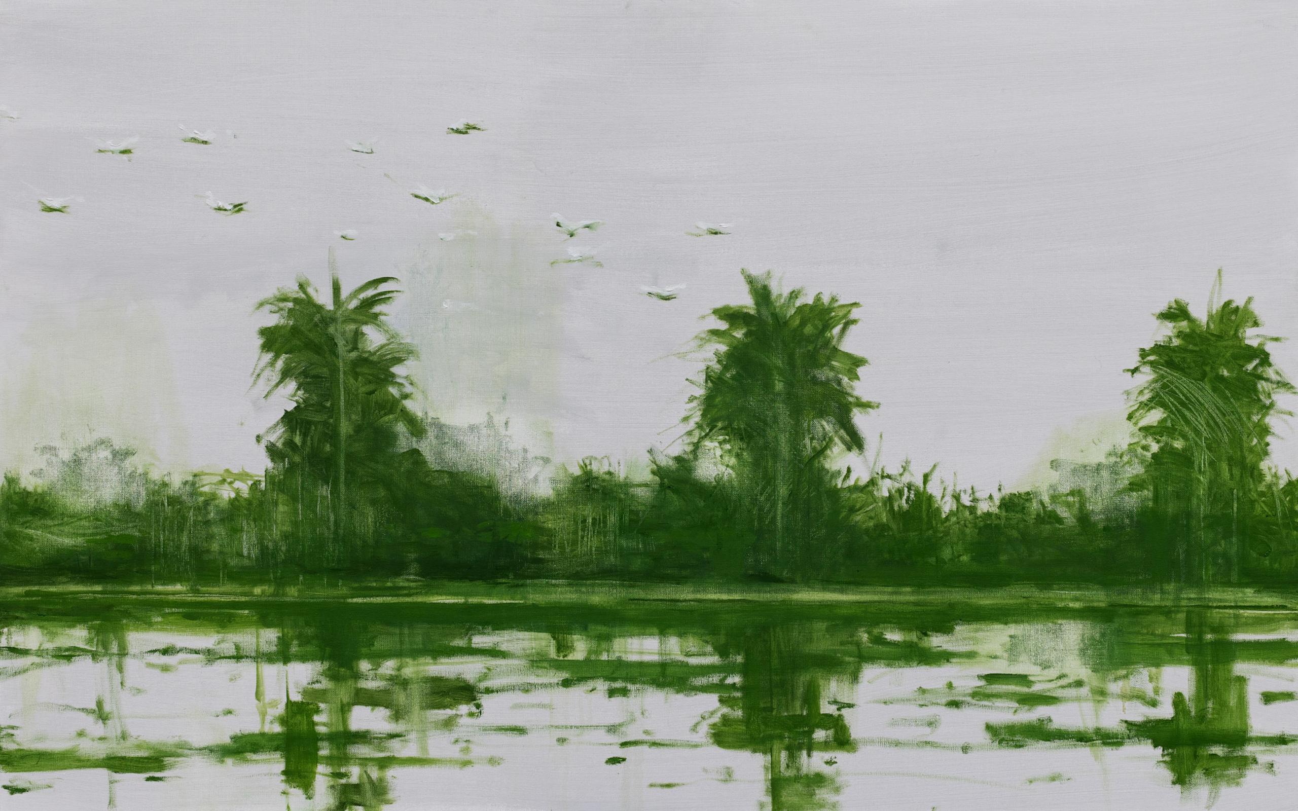Bolong 2 on the Casamance River by Calo Carratalá - Waterscape painting, Senegal