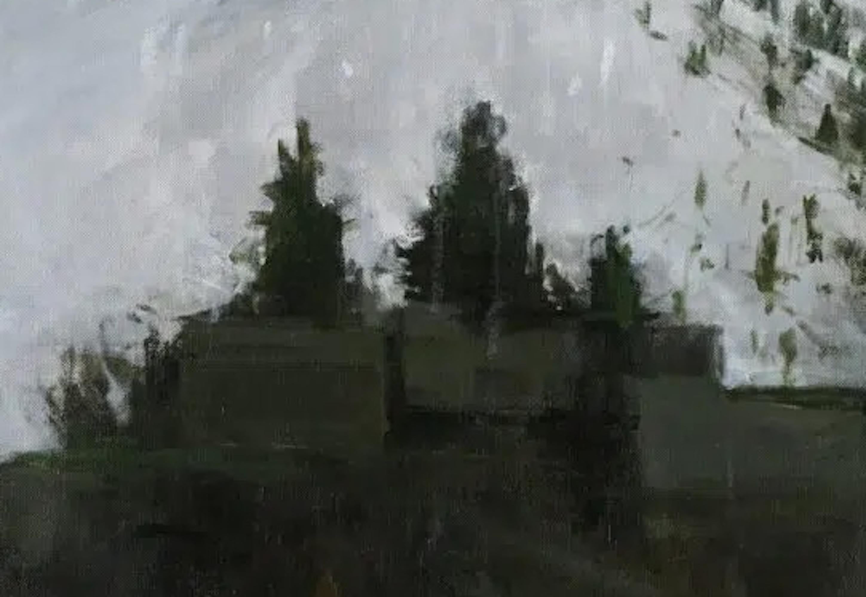 Canfranc von C. Carratalá - Großformatiges Gemälde, Berglandschaft, Schnee (Zeitgenössisch), Painting, von Calo Carratalá