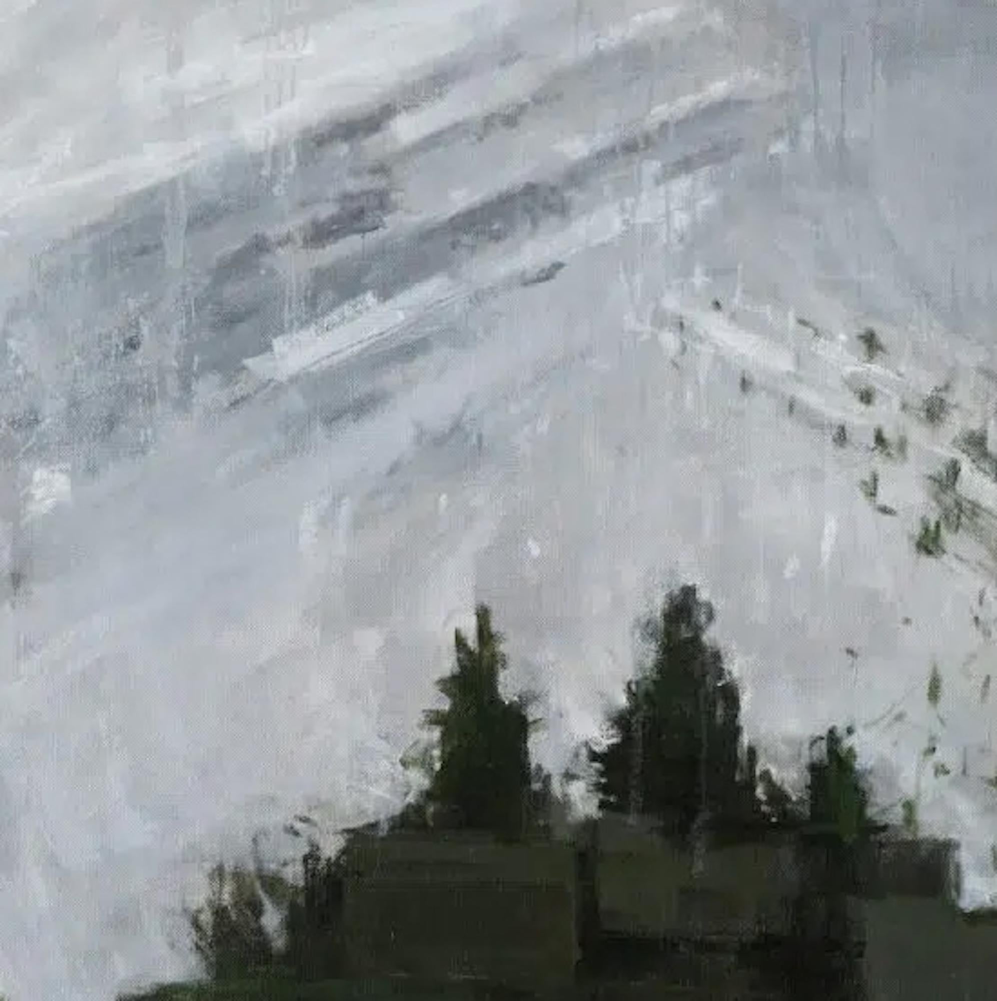 Canfranc von C. Carratalá - Großformatiges Gemälde, Berglandschaft, Schnee im Angebot 1