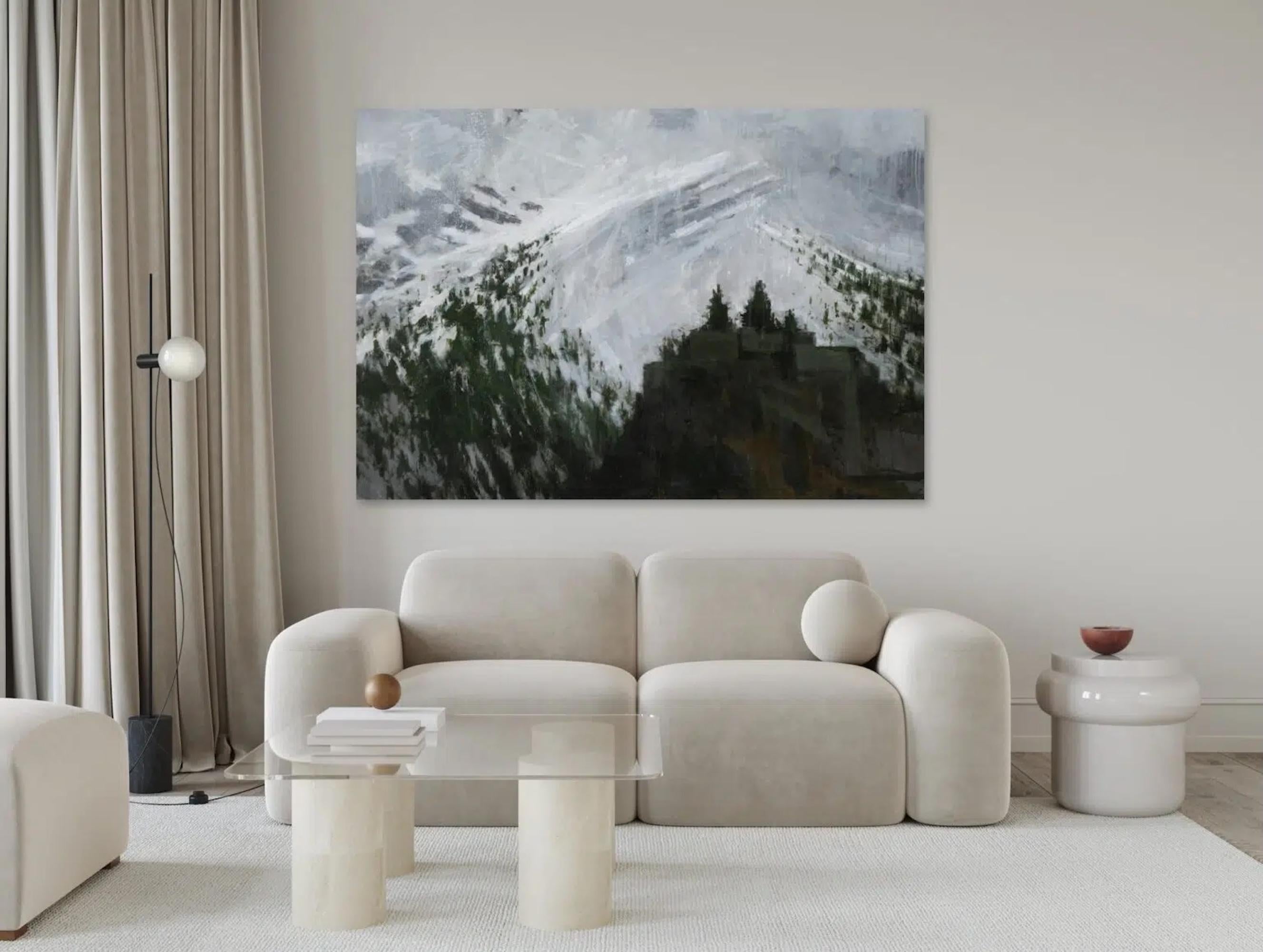 Canfranc von C. Carratalá - Großformatiges Gemälde, Berglandschaft, Schnee im Angebot 3