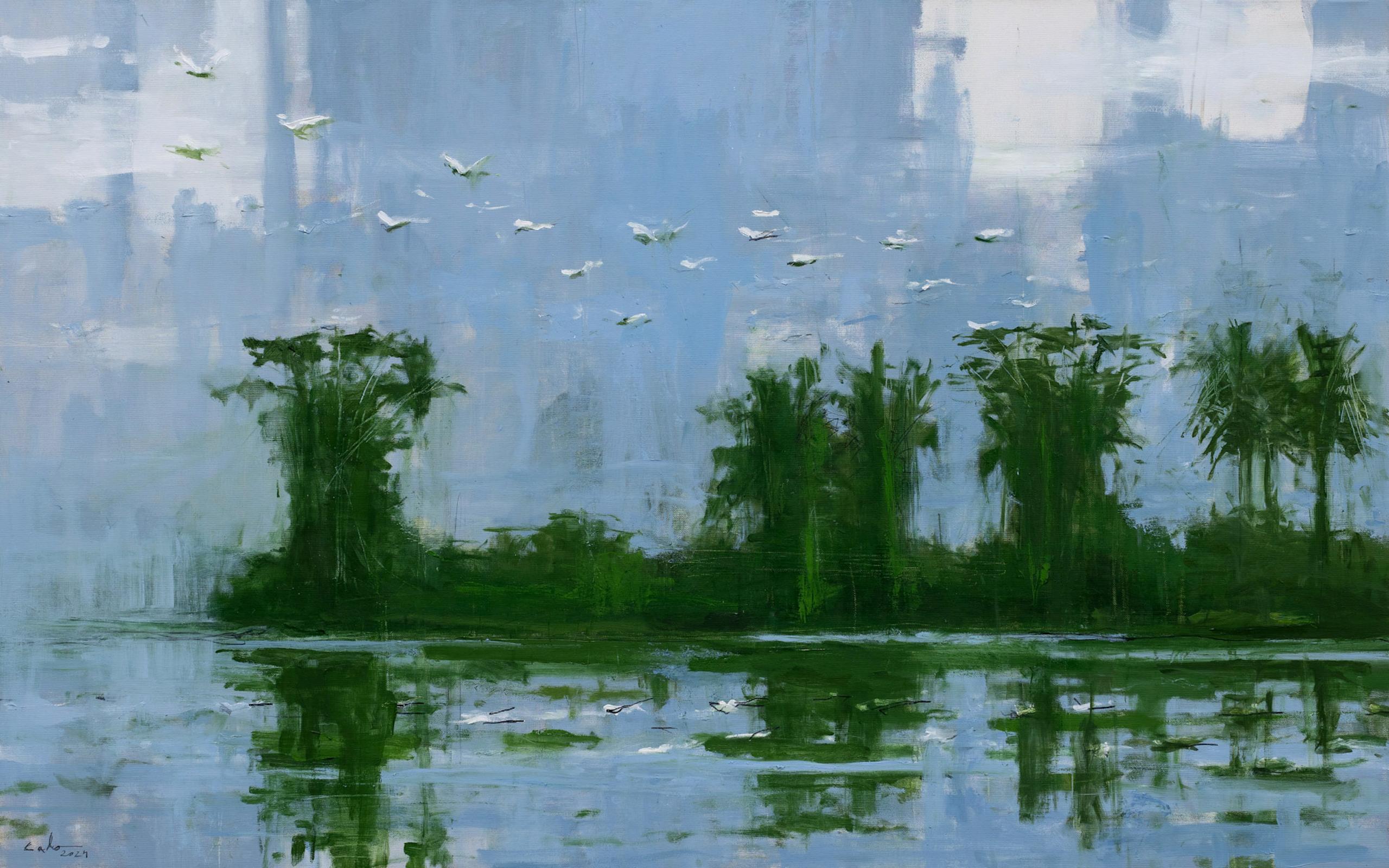 Casamance River 1 è un dipinto unico ad olio su tela dell'artista contemporaneo spagnolo Calo Carratalá. Le dimensioni sono 73 × 116 cm (28,7 × 45,7 pollici). 
L'opera è firmata, viene venduta senza cornice e viene fornita con un certificato di