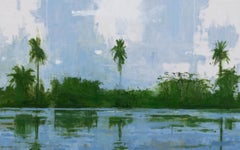 Casamance River 2 by Calo Carratalá - Waterscape painting, Senegal, Africa, palm