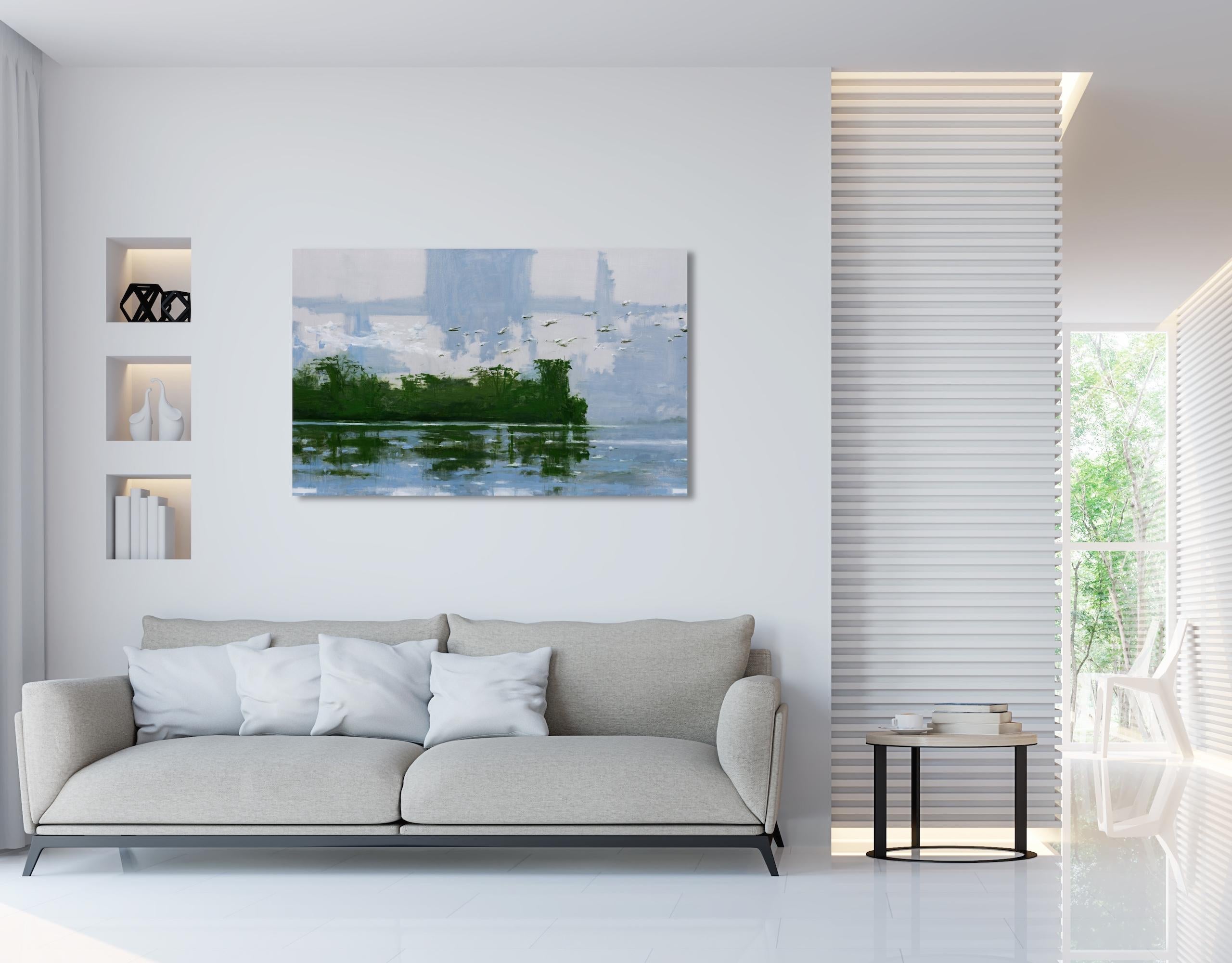 Fiume Casamance 4 di Calo Carratalá - Quadro d'acqua, Senegal, Africa, palma in vendita 1
