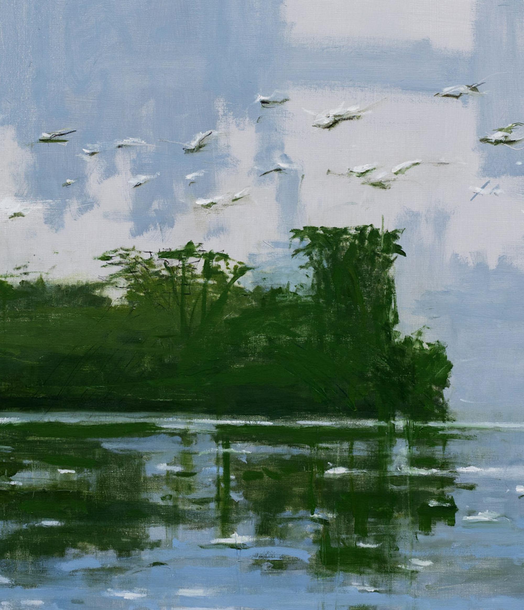 Fiume Casamance 4 di Calo Carratalá - Quadro d'acqua, Senegal, Africa, palma in vendita 2
