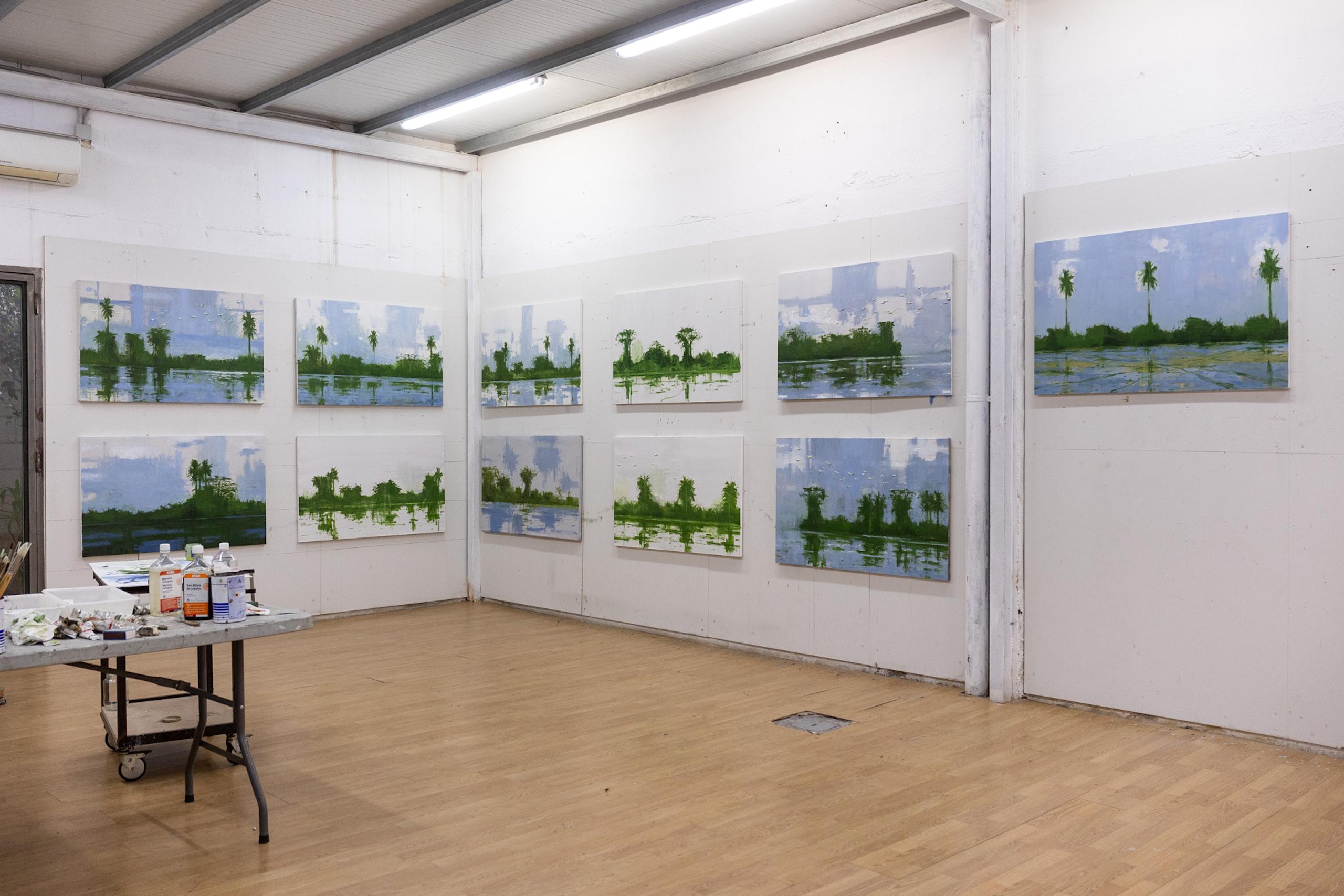 Río Casamance 4 by Calo Carratalá - Cuadro paisaje acuático, Senegal, África, palma en venta 4