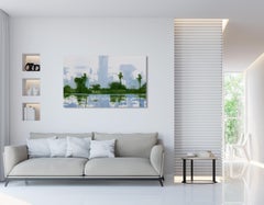 Casamance River by Calo Carratalá - Waterscape painting, Senegal, Africa, palms