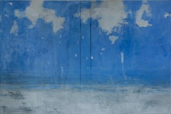 Coast of Bagamoyo by Calo Carratalá - Seascape painting, blue colours, clouds