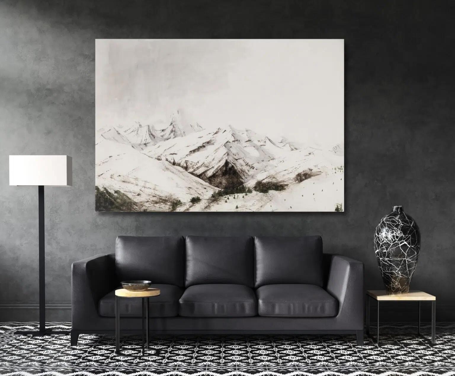 Col d'Aspin N8 von Calo Carratalá - Landschaftsmalerei, Berg, Schnee, Winter im Angebot 1