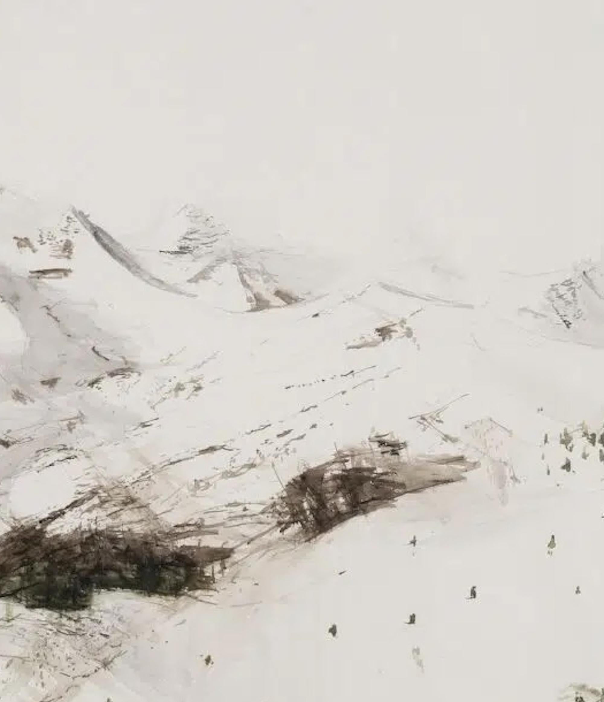 Col d'Aspin N8 von Calo Carratalá - Landschaftsmalerei, Berg, Schnee, Winter im Angebot 4