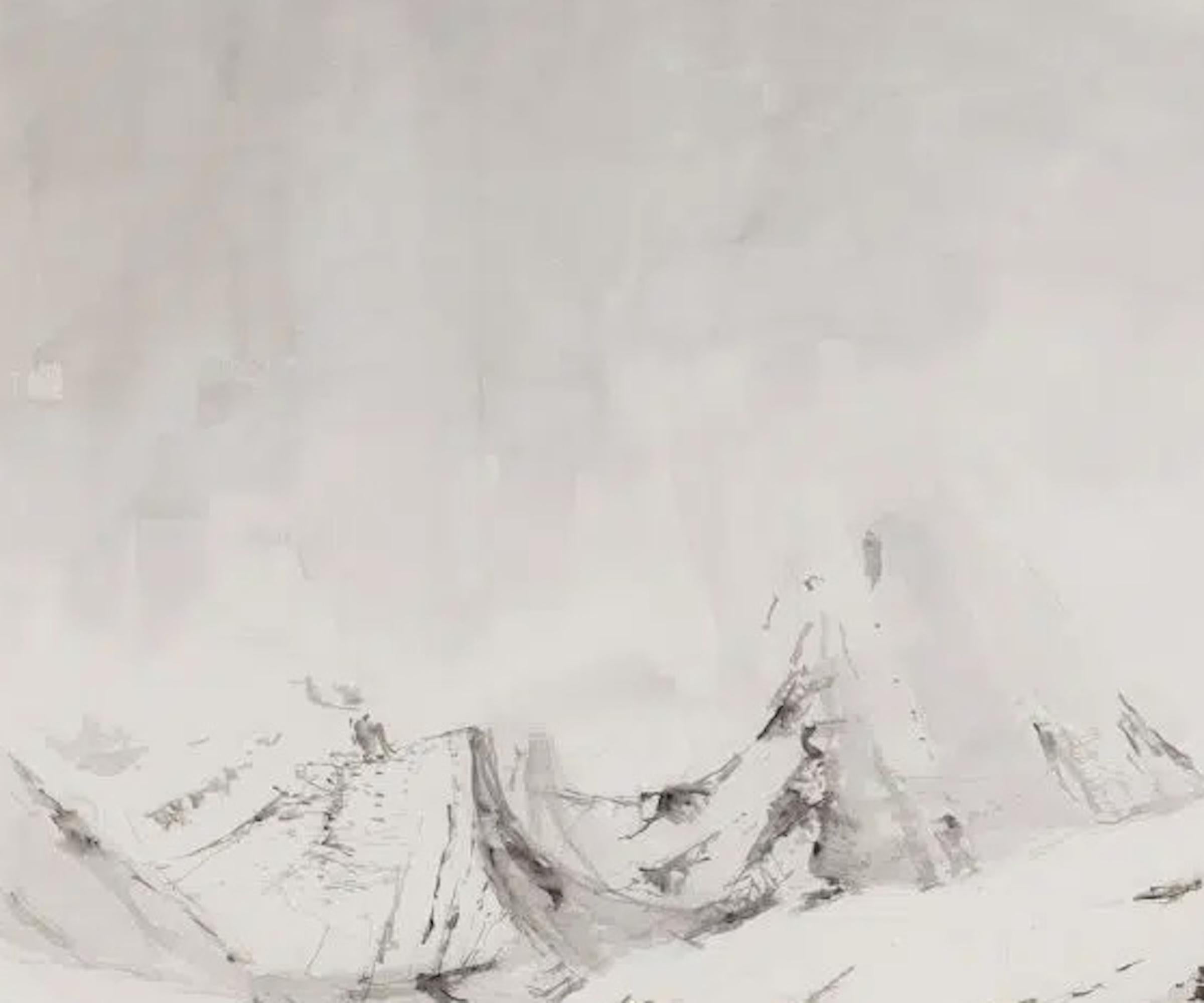 Col d'Aspin N8 von Calo Carratalá - Landschaftsmalerei, Berg, Schnee, Winter im Angebot 6