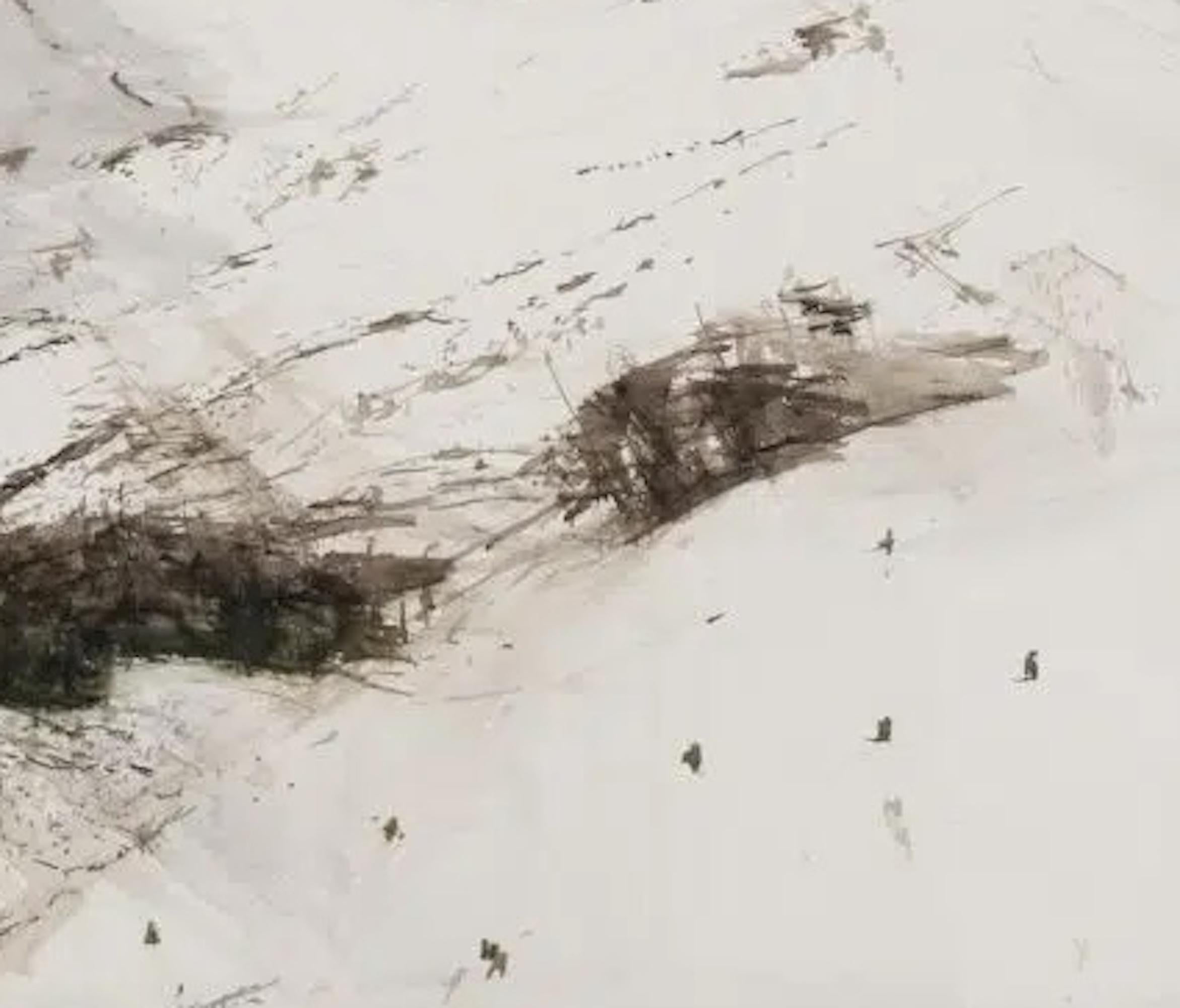 Col d'Aspin N8 von Calo Carratalá - Landschaftsmalerei, Berg, Schnee, Winter im Angebot 7