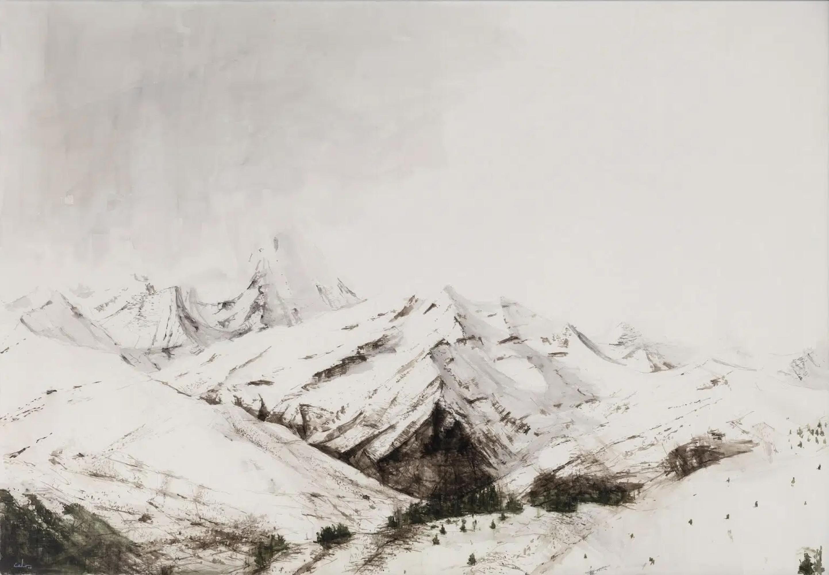 Col d'Aspin N8 von Calo Carratalá - Landschaftsmalerei, Berg, Schnee, Winter