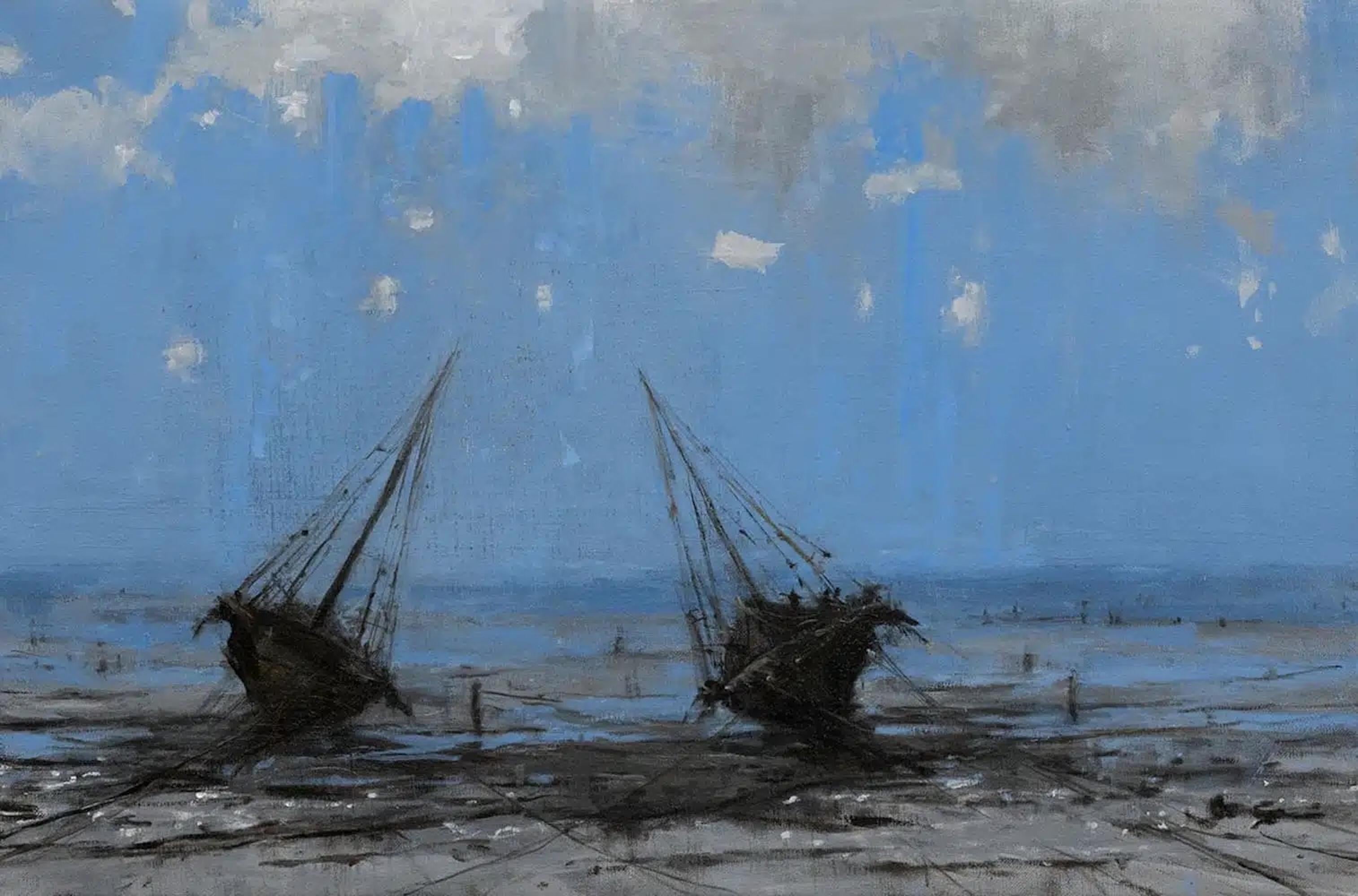 Calo Carratalá Figurative Painting - Everything Is Moving Towards Its End I - Landscape painting, Tanzania Coastline