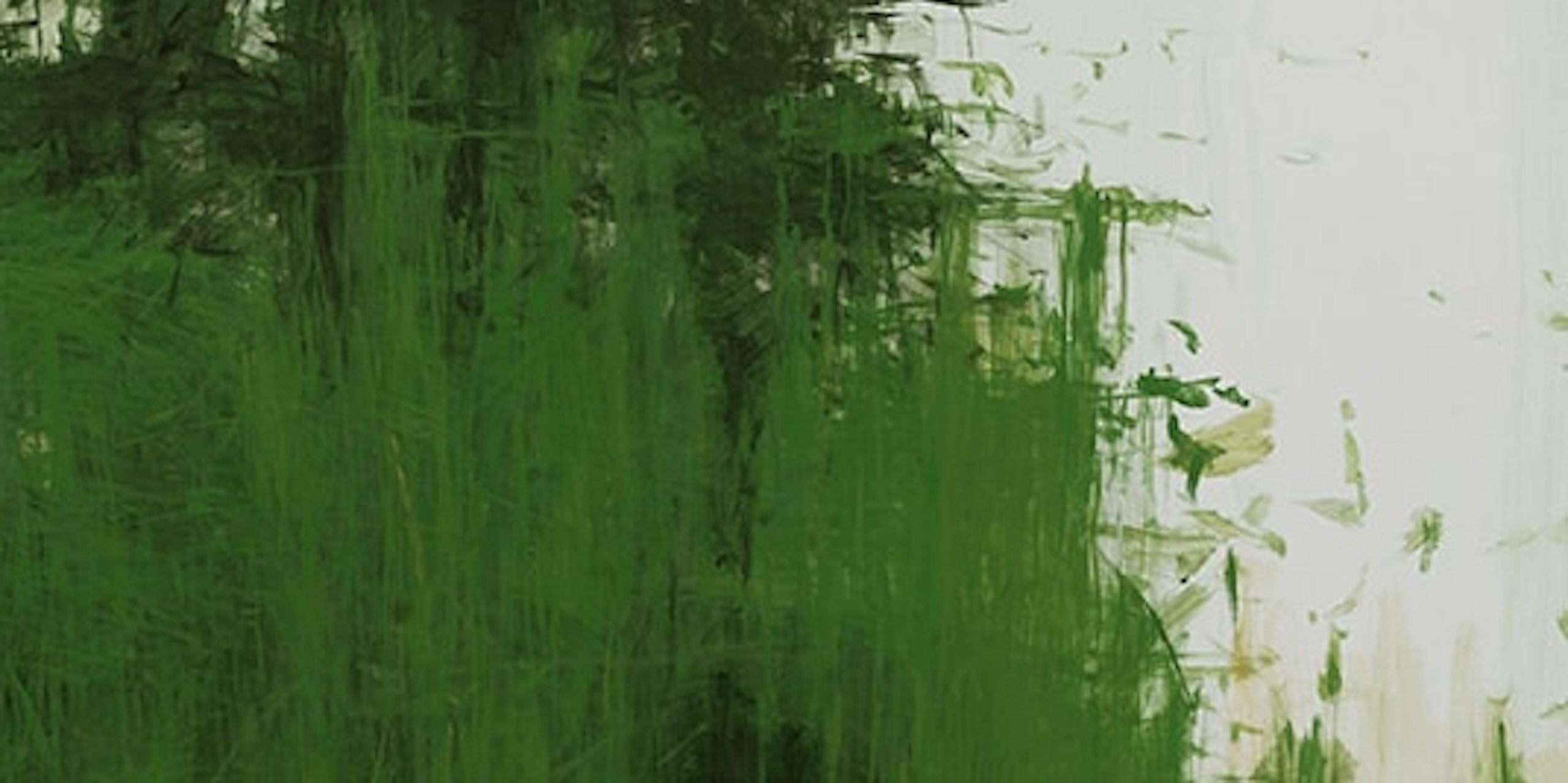 Grüner eiserner Dschungel N1 von Calo Carratalá - Rundes Gemälde, Landschaft, grün im Angebot 4