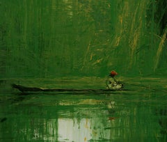 Grüne Eisen D Dschungel N2 von Calo Carratal – rundes Gemälde, Landschaft, grün