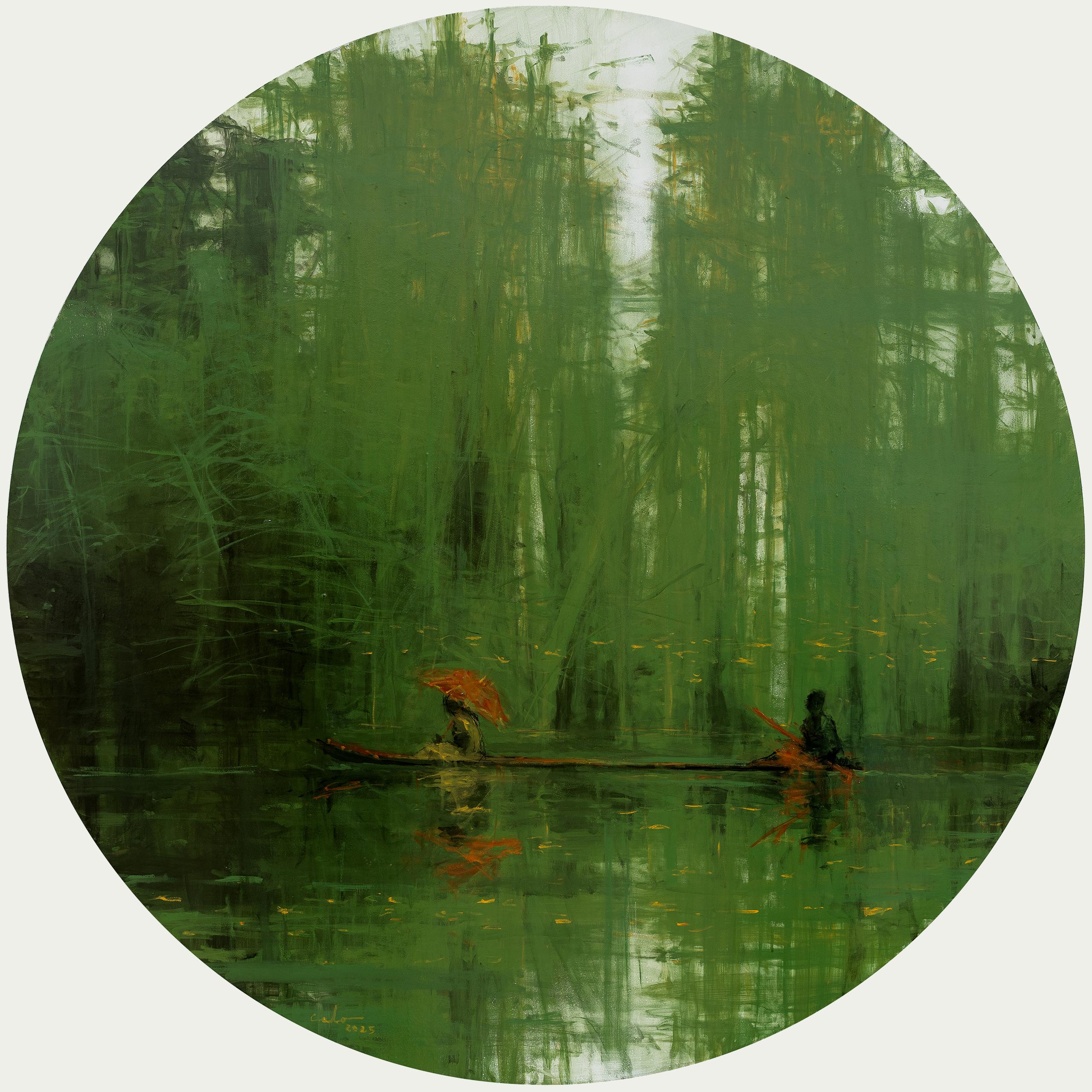 Junglas de Hierro Verde N5 es una pintura redonda única de acrílico sobre aluminio y barniz brillante del artista contemporáneo español Calo Carratalá, de 120 cm de diámetro.
La obra está firmada, se vende sin enmarcar e incluye un certificado de