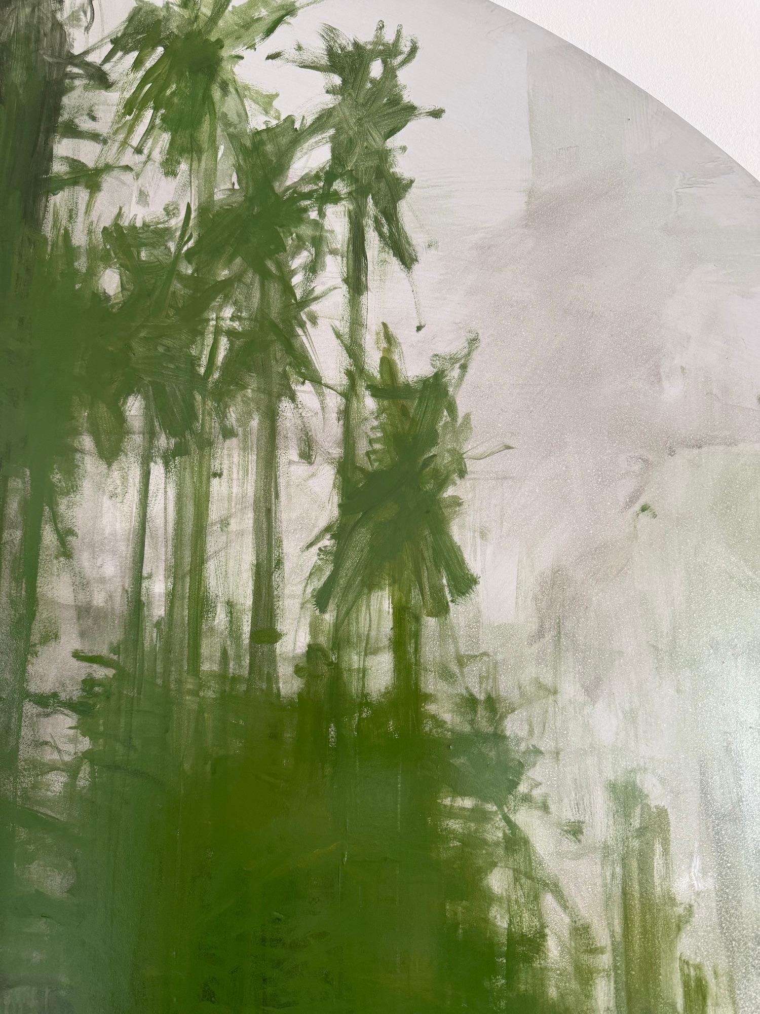 Green Iron Jungles N7 by Calo Carratalá - Tondo painting, landscape, green, tree im Angebot 11