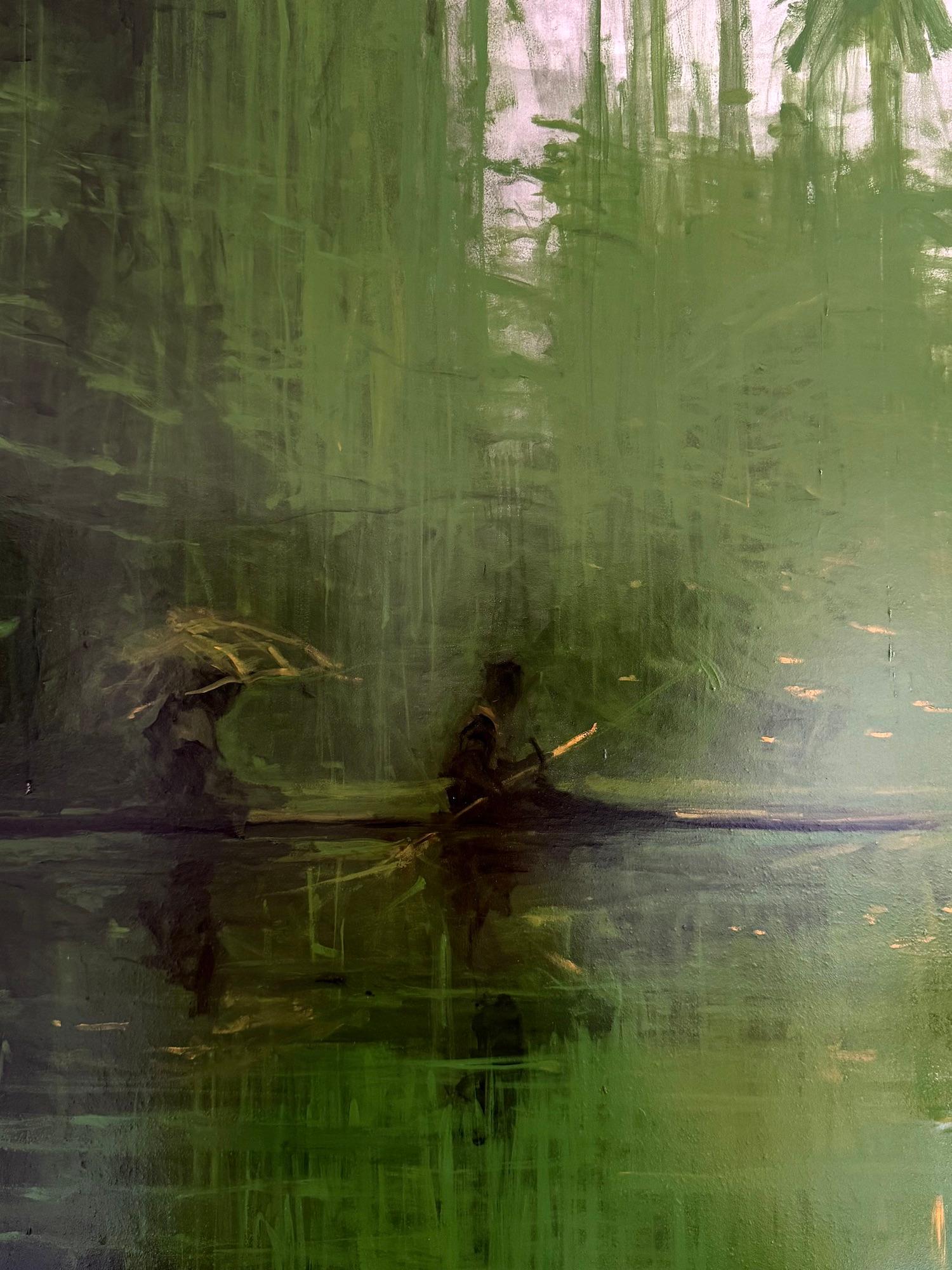 Green Iron Jungles N7 by Calo Carratalá - Tondo painting, landscape, green, tree im Angebot 12