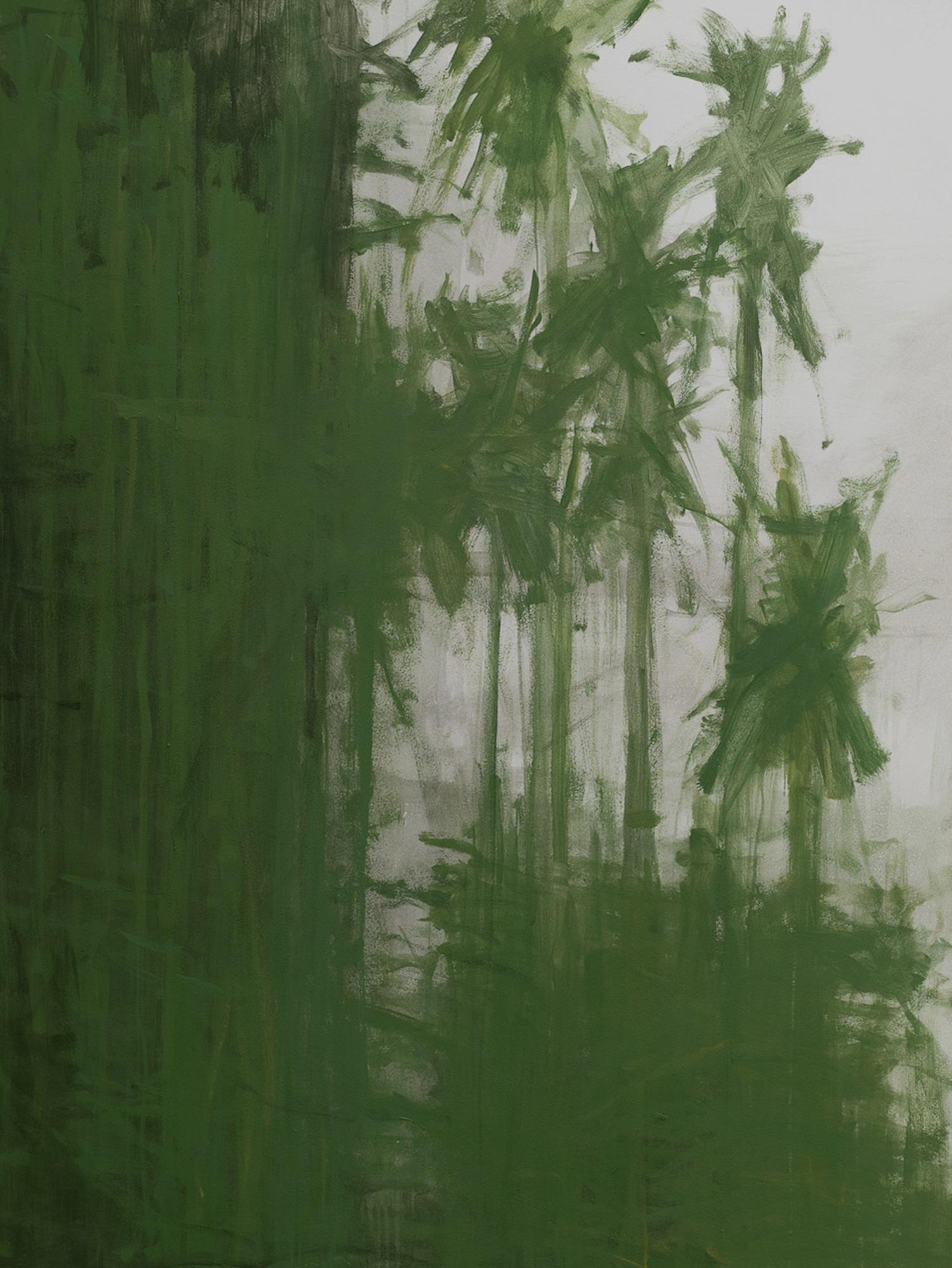 Greene & Greene Jungling N7 di Calo Carratalá - Tondo pittura, paesaggio, verde, albero in vendita 13