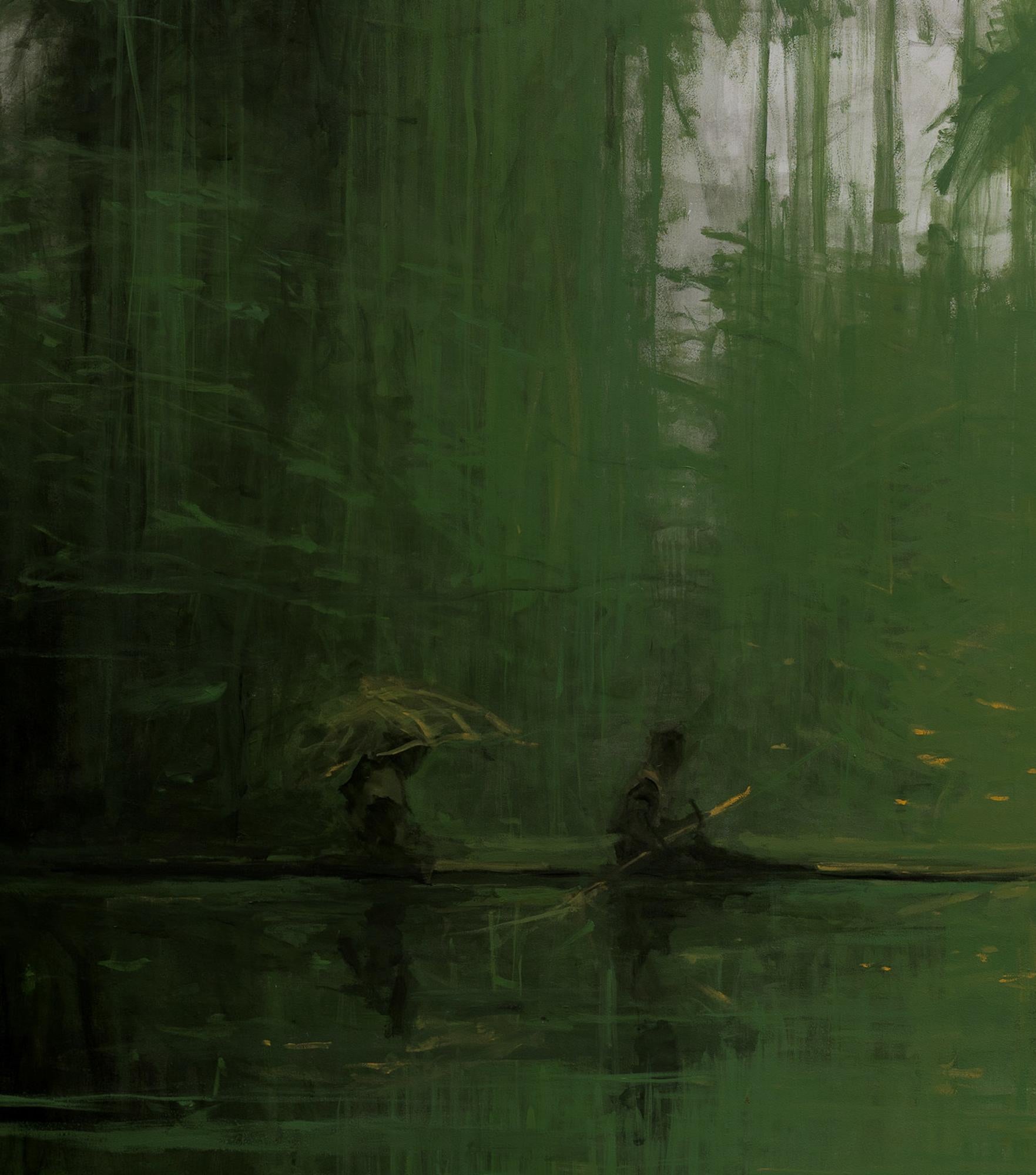 Greene & Greene Jungling N7 di Calo Carratalá - Tondo pittura, paesaggio, verde, albero in vendita 14