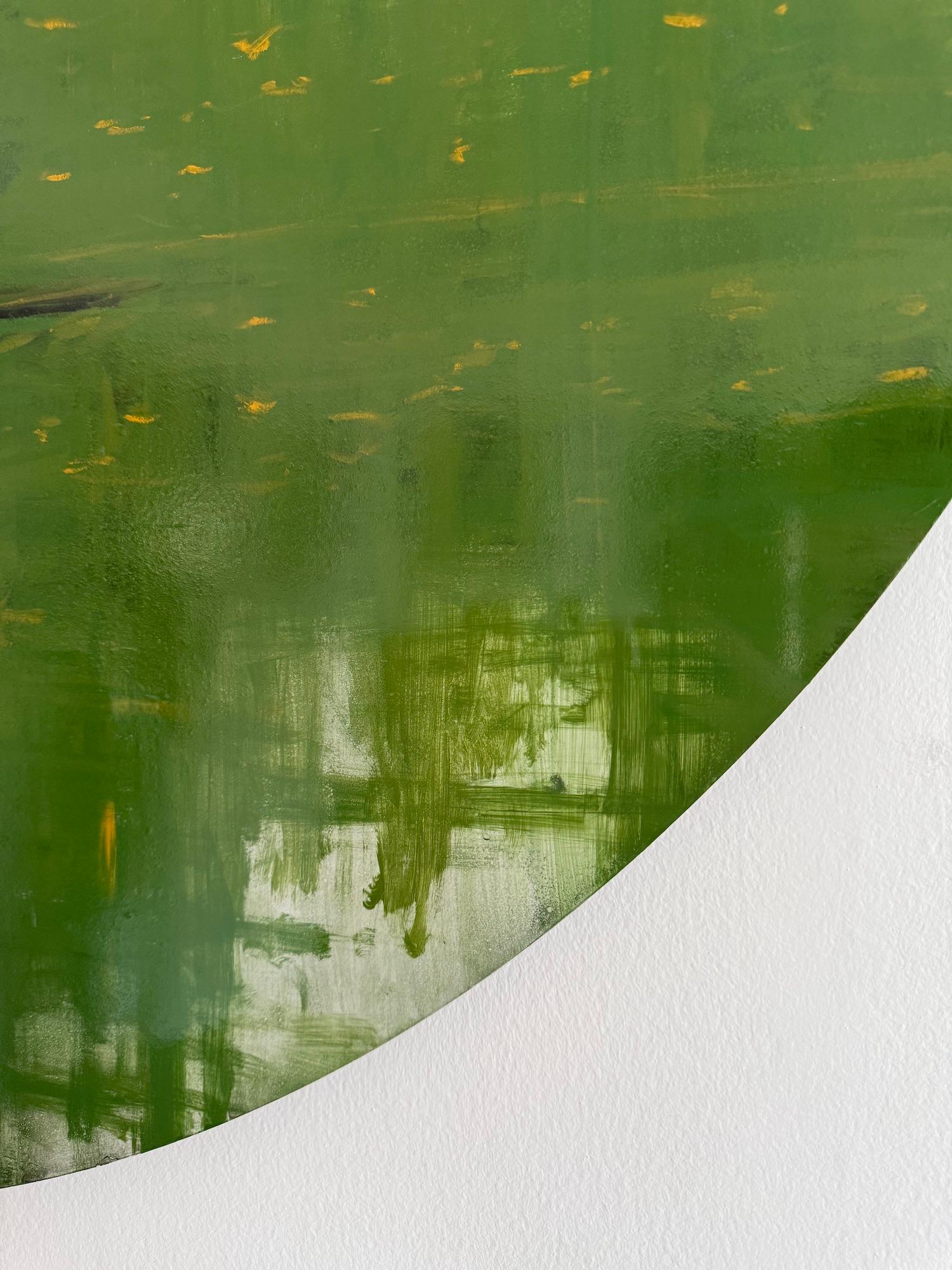 Green Iron Jungles N7 by Calo Carratalá - Tondo painting, landscape, green, tree im Angebot 16