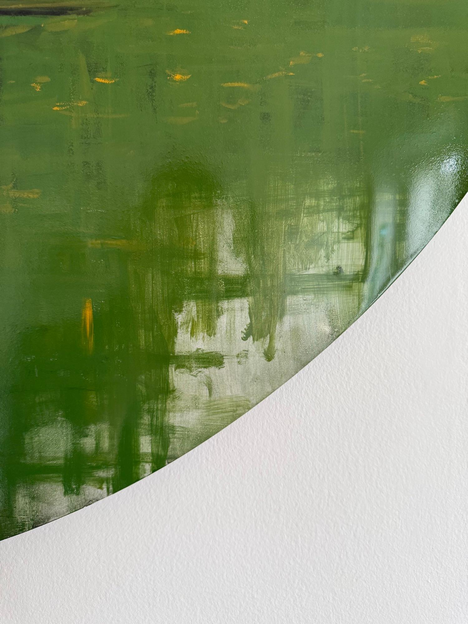 Green Iron Jungles N7 by Calo Carratalá - Tondo painting, landscape, green, tree im Angebot 7