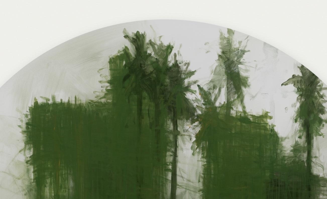 Green Iron Jungles N8 von Calo Carratalá - Tondo Gemälde, Landschaft, Boot, Baum im Angebot 6