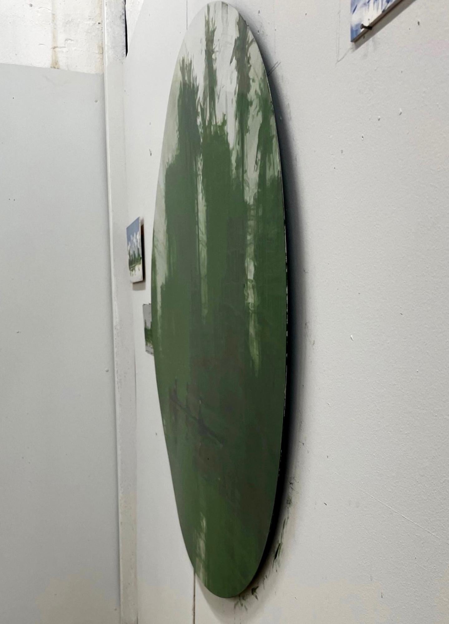 Green Iron Jungles N8 von Calo Carratalá - Tondo Gemälde, Landschaft, Boot, Baum im Angebot 7