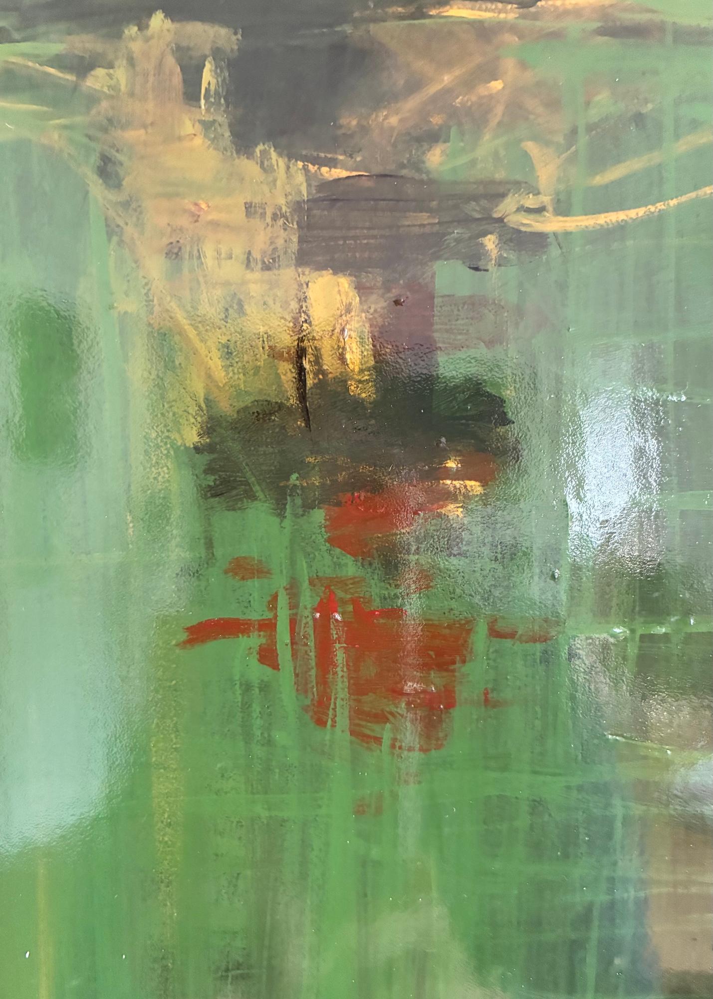 Grüner eiserner Dschungel N9 von Calo Carratalá - Tondo Gemälde, Landschaft, grün, Baum im Angebot 10