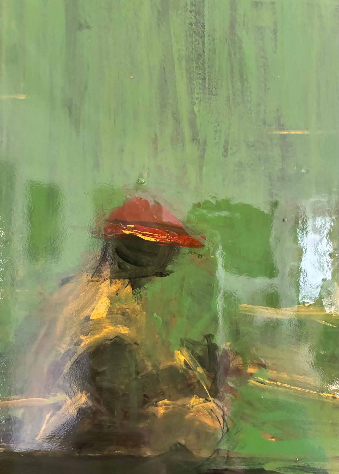 Grüner eiserner Dschungel N9 von Calo Carratalá - Tondo Gemälde, Landschaft, grün, Baum im Angebot 11