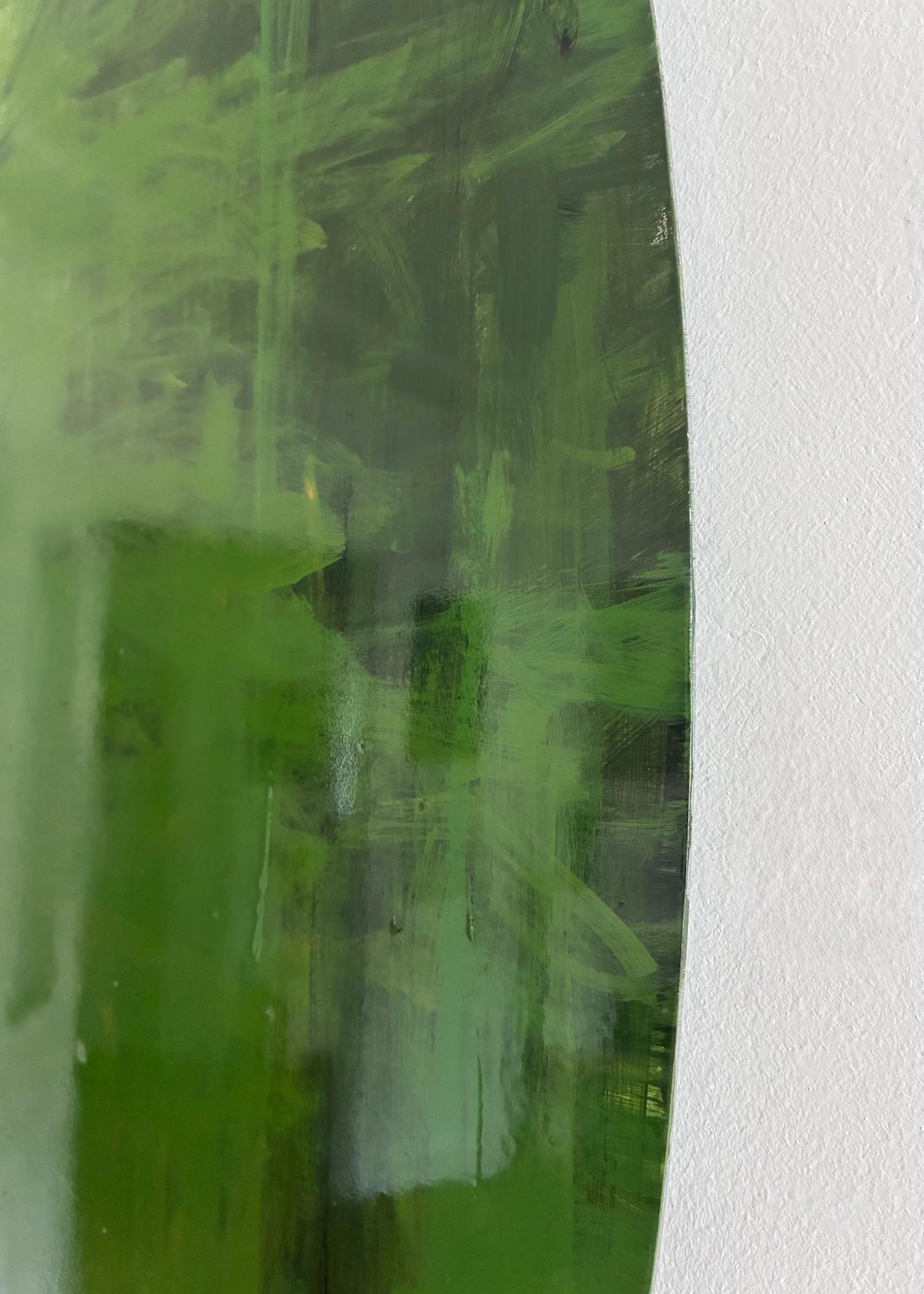 Grüner eiserner Dschungel N9 von Calo Carratalá - Tondo Gemälde, Landschaft, grün, Baum im Angebot 12