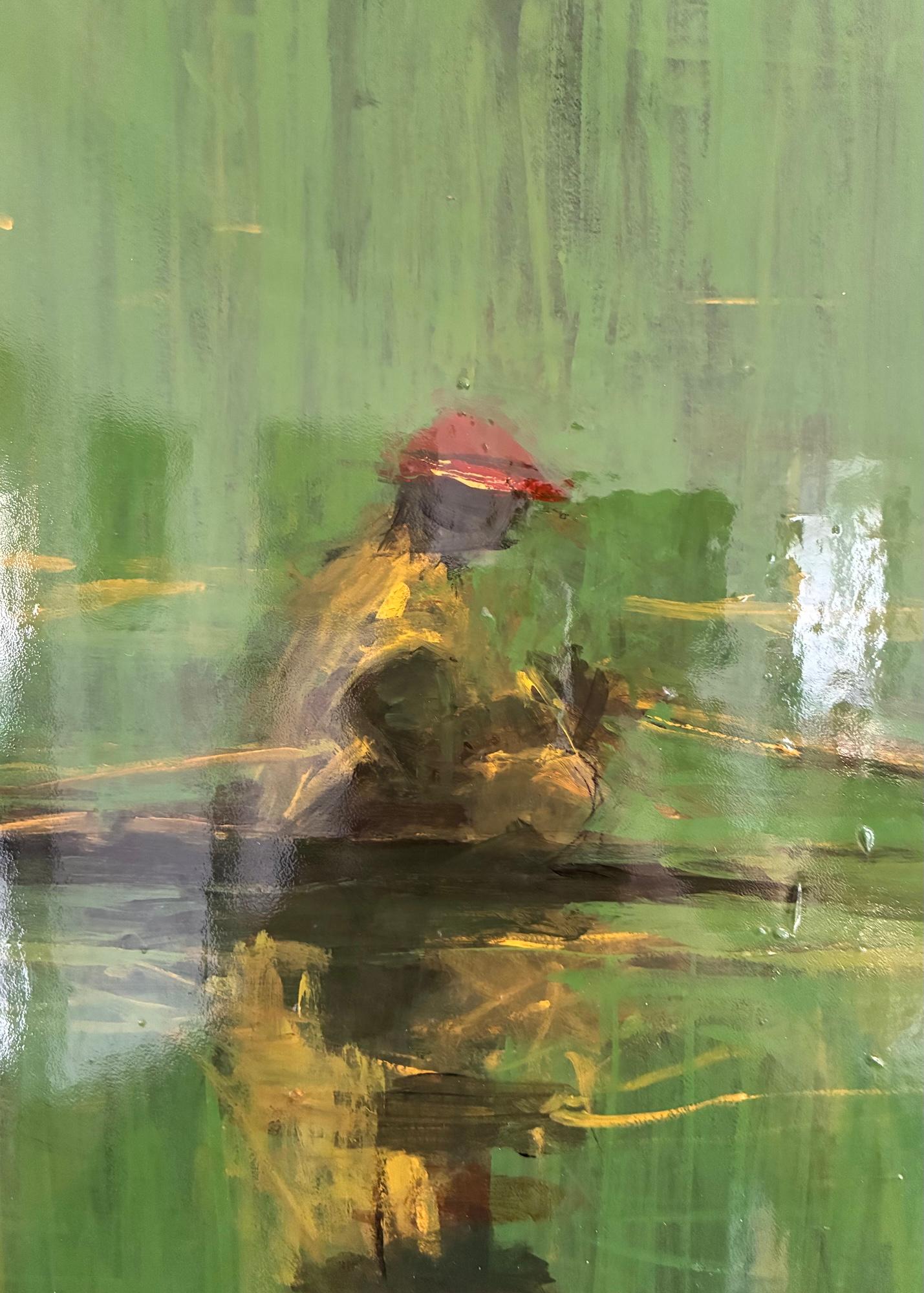 Grüner eiserner Dschungel N9 von Calo Carratalá - Tondo Gemälde, Landschaft, grün, Baum im Angebot 6