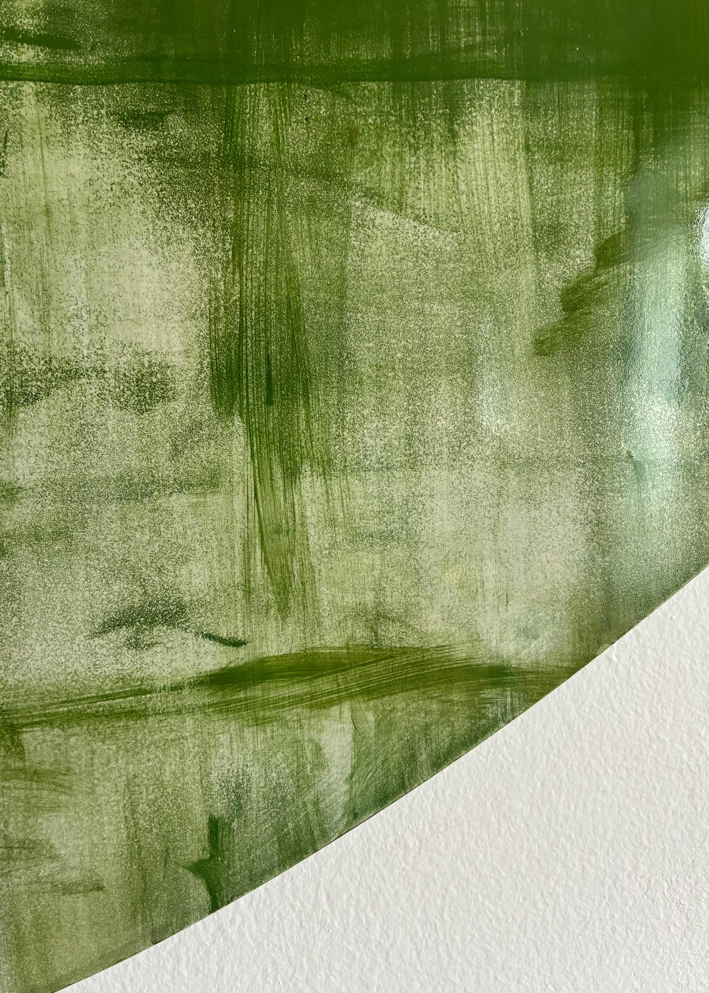 Green Iron Jungles N9 by Calo Carratalá - Tondo painting, landscape, green, tree in vendita 7