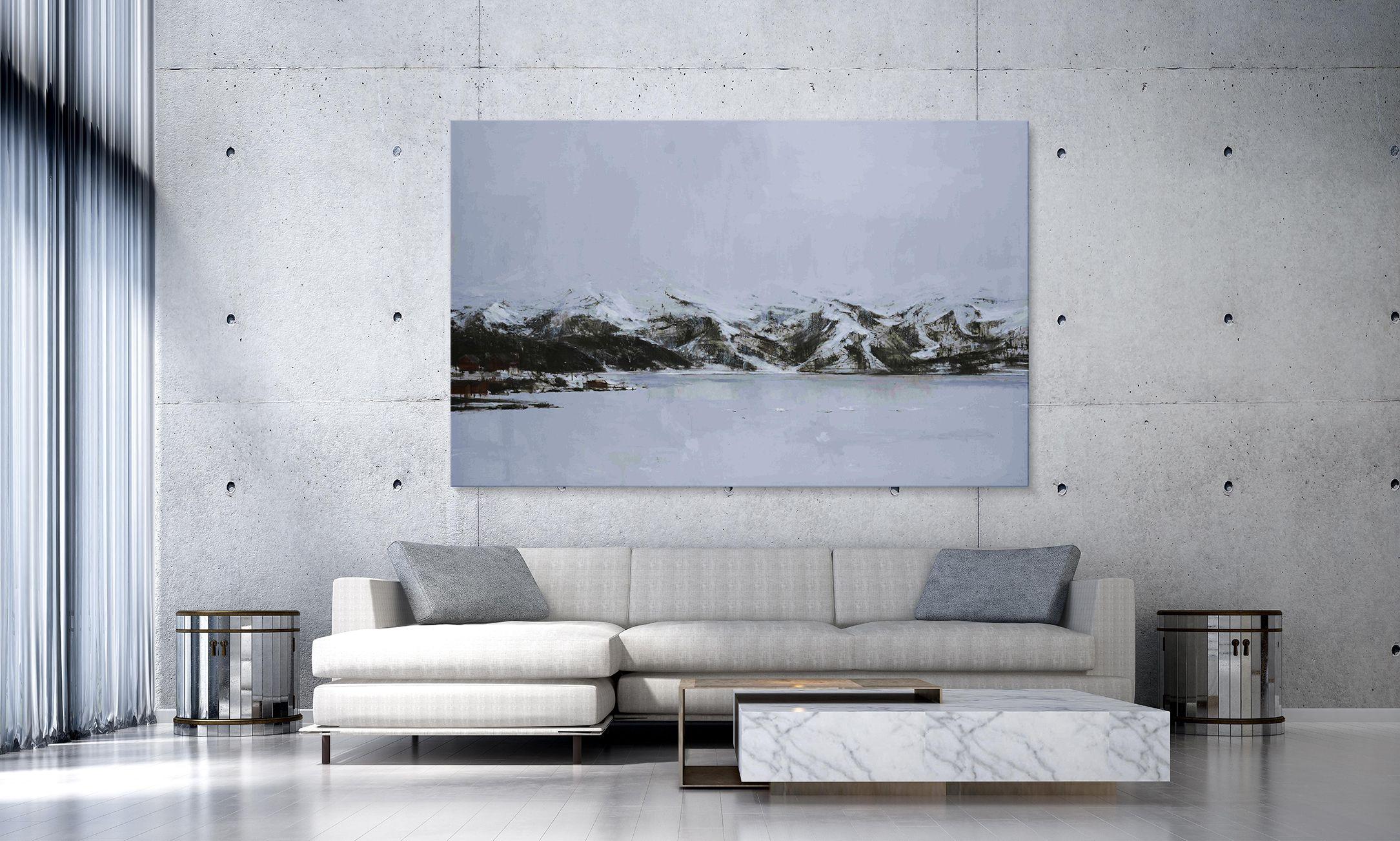 Hardangervidda #3 von Calo Carratalá - Landschaftsgemälde, verschneiter Berg, Winter im Angebot 1