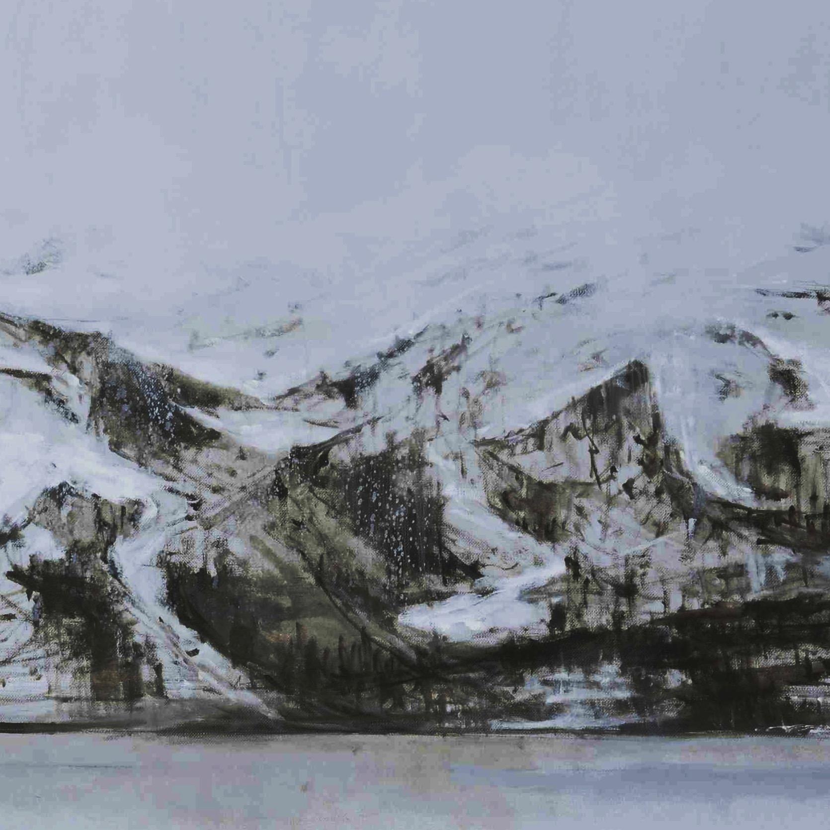 Hardangervidda #3 by Calo Carratalá - Landscape painting, snowy mountain, winter For Sale 2